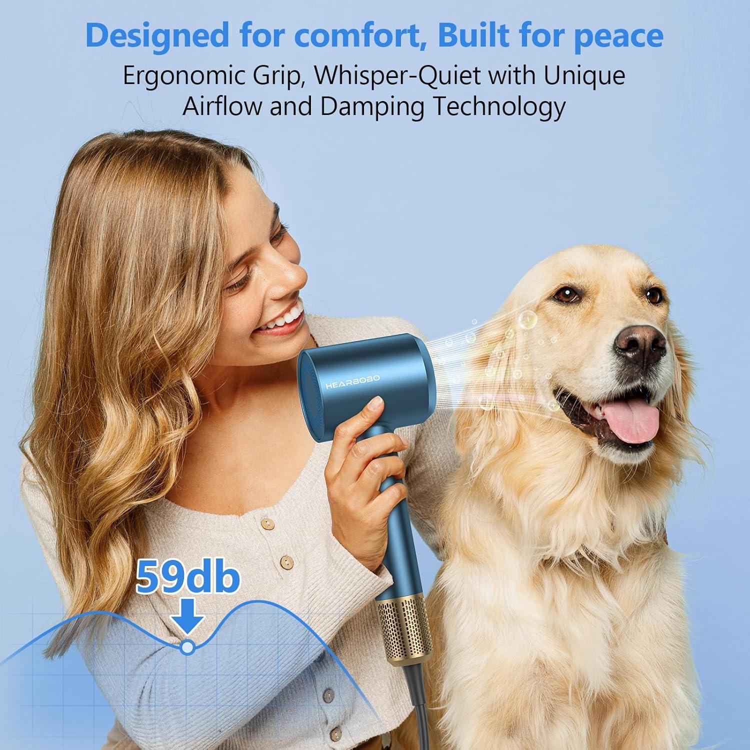 Secador de Pelo HEARBOBO Iónico 500 Millones 160000 RPM Azul