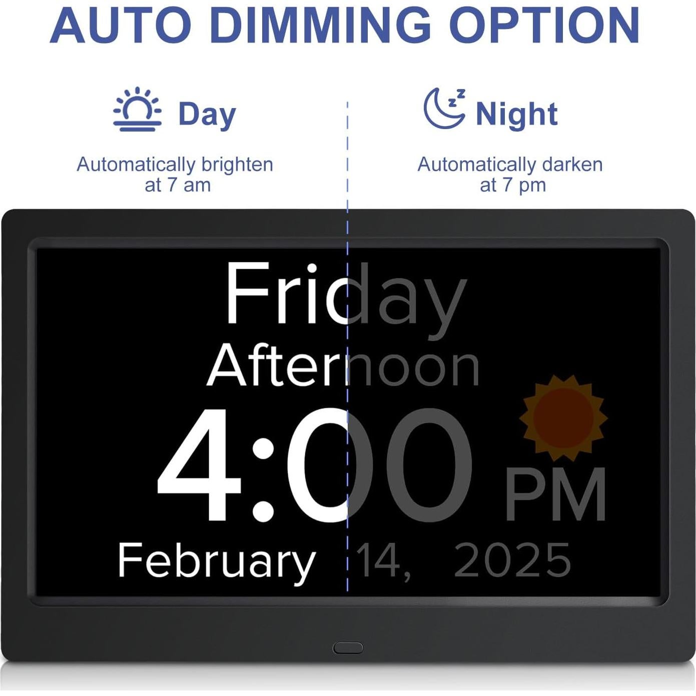 Reloj Despertador Digital Mitoart 10.1" para Ancianos - Negro