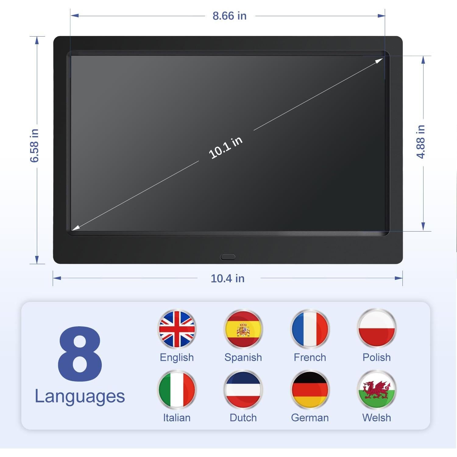 Reloj Despertador Digital Mitoart 10.1" para Ancianos - Negro