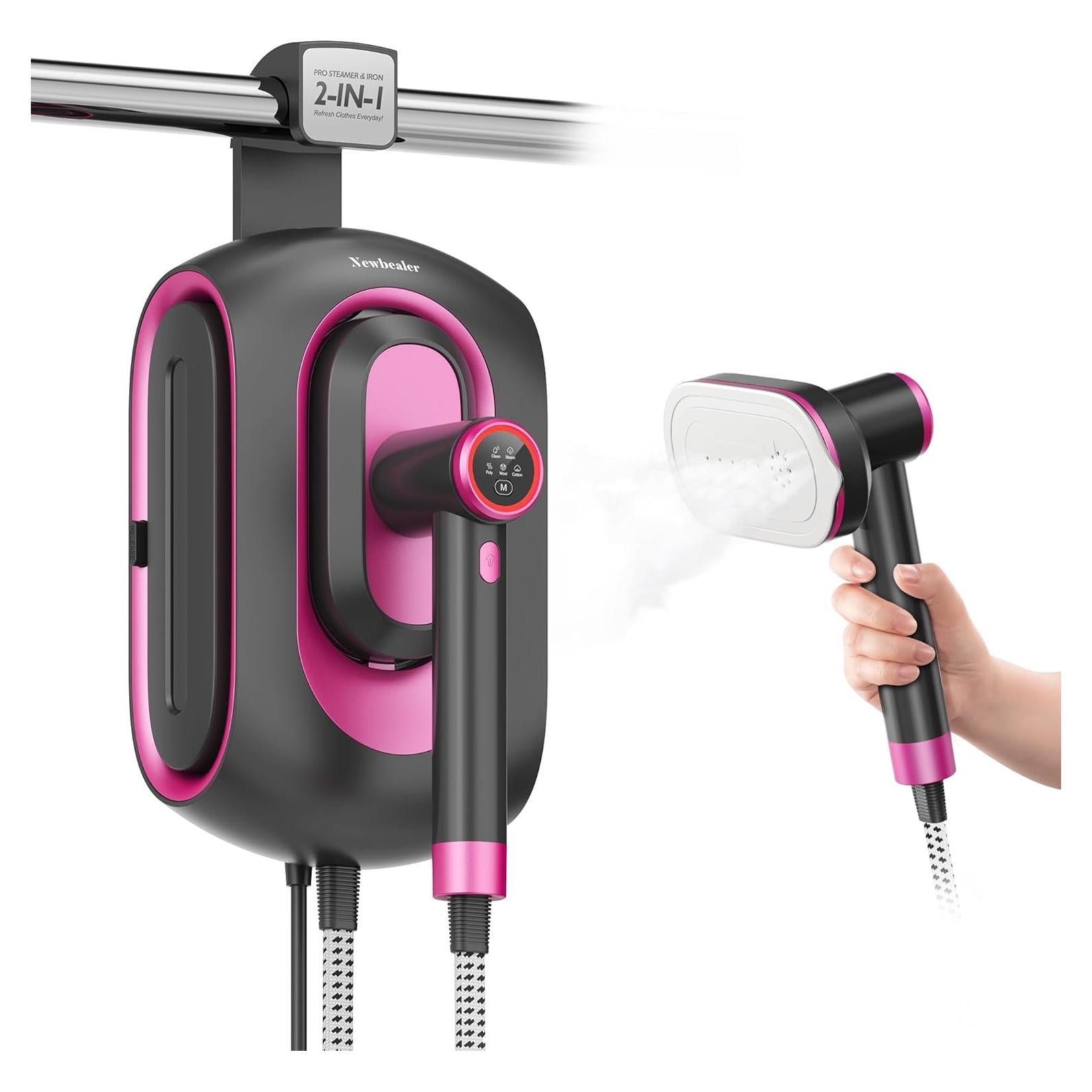 Estación de Vapor Newbealer Pro 1550W 2 en 1 Rosa Ceniza