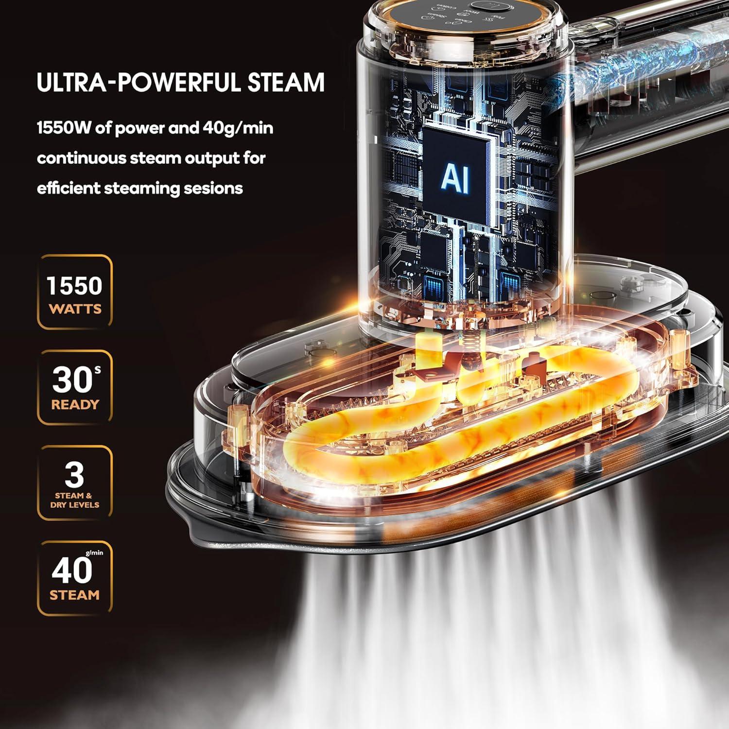 Estación de Vapor Newbealer Pro 1550W 2 en 1 Rosa Ceniza