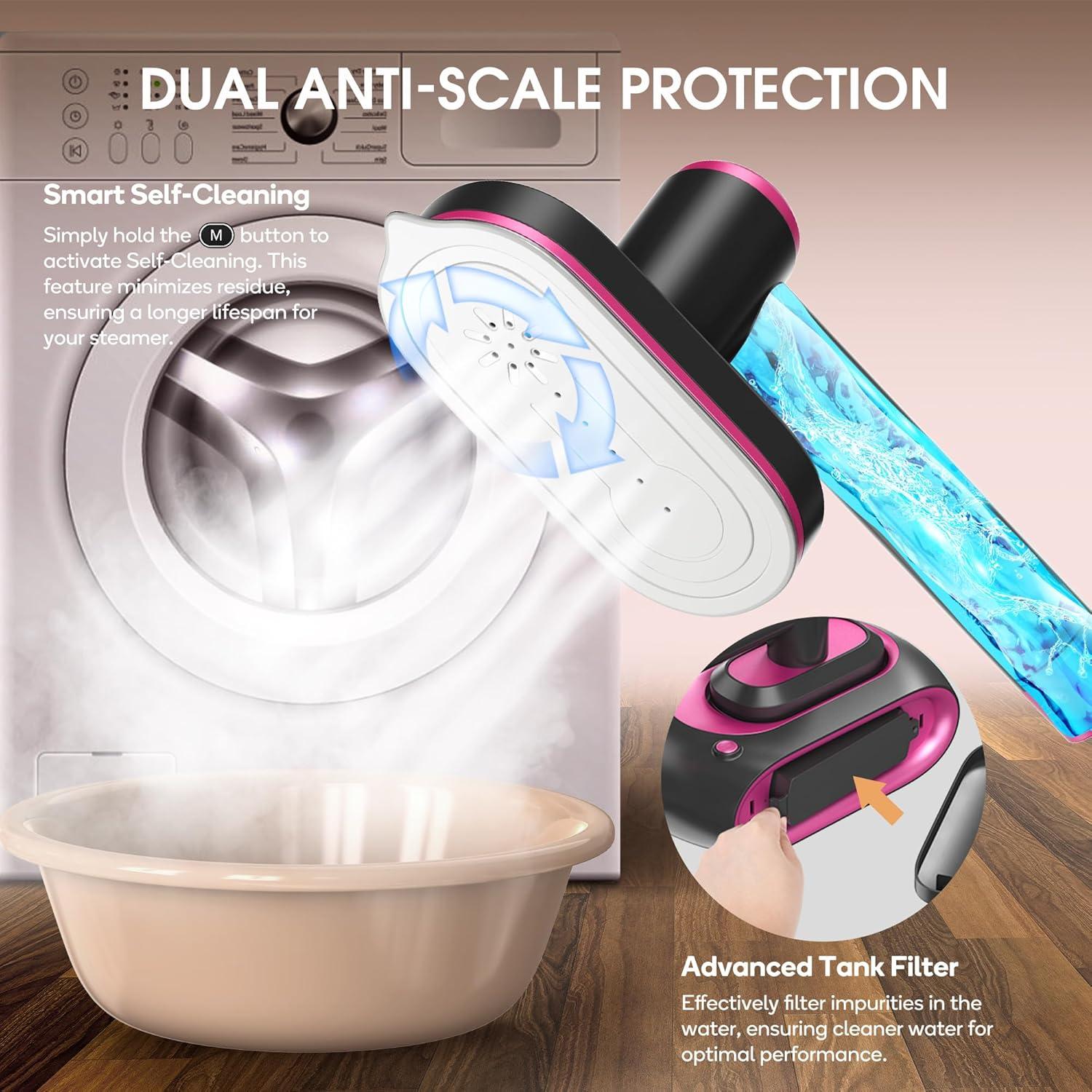 Estación de Vapor Newbealer Pro 1550W 2 en 1 Rosa Ceniza