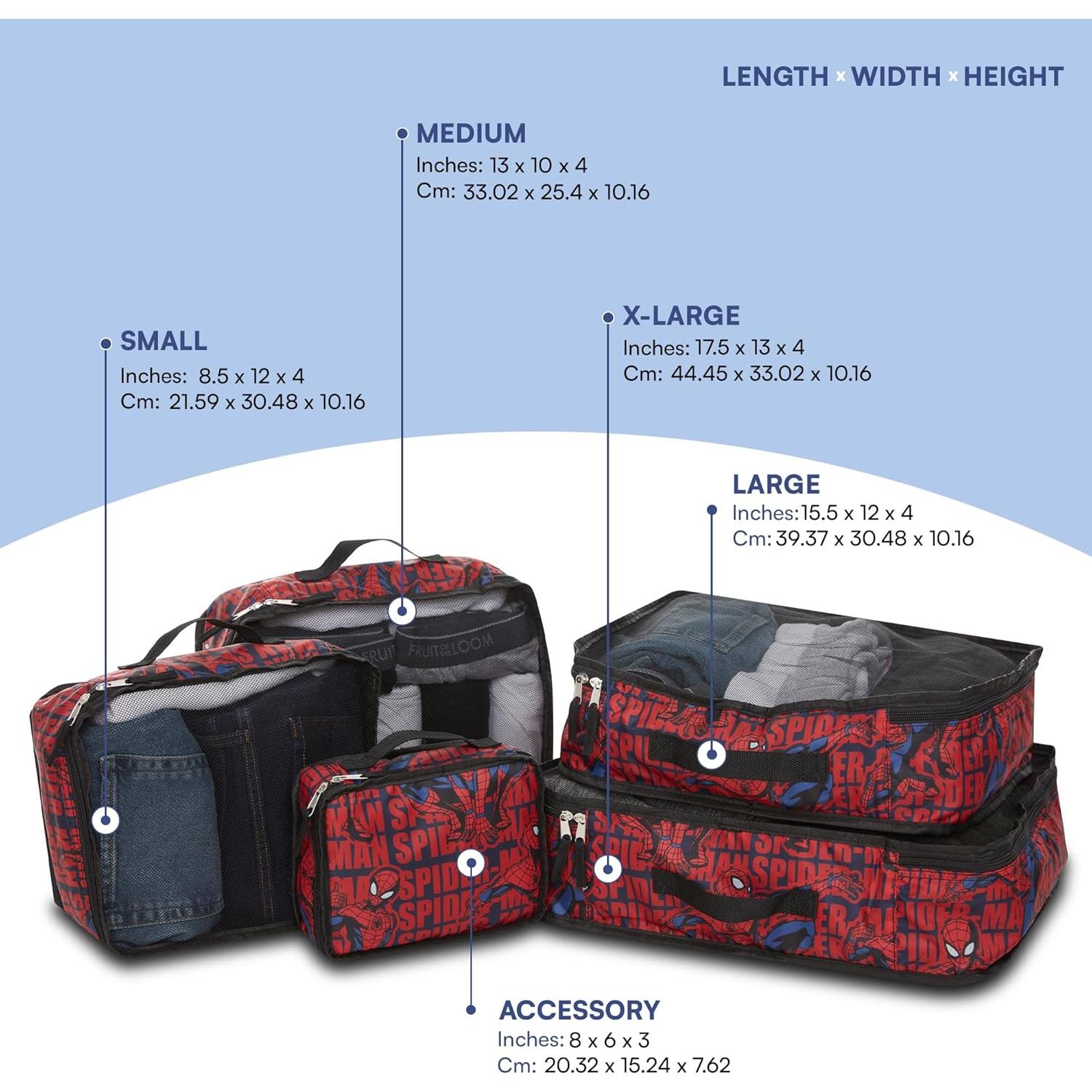 Set de Cubos de Empaque Marvel 5 Piezas - Spider-Man, Iron Man