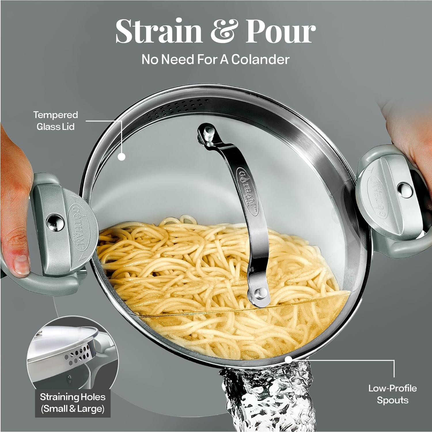 Olla de Pasta Gotham Steel 5 Cuartos Cerámica Antiadherente