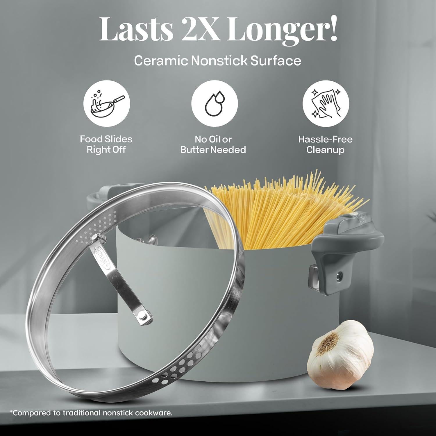 Olla de Pasta Gotham Steel 5 Cuartos Cerámica Antiadherente