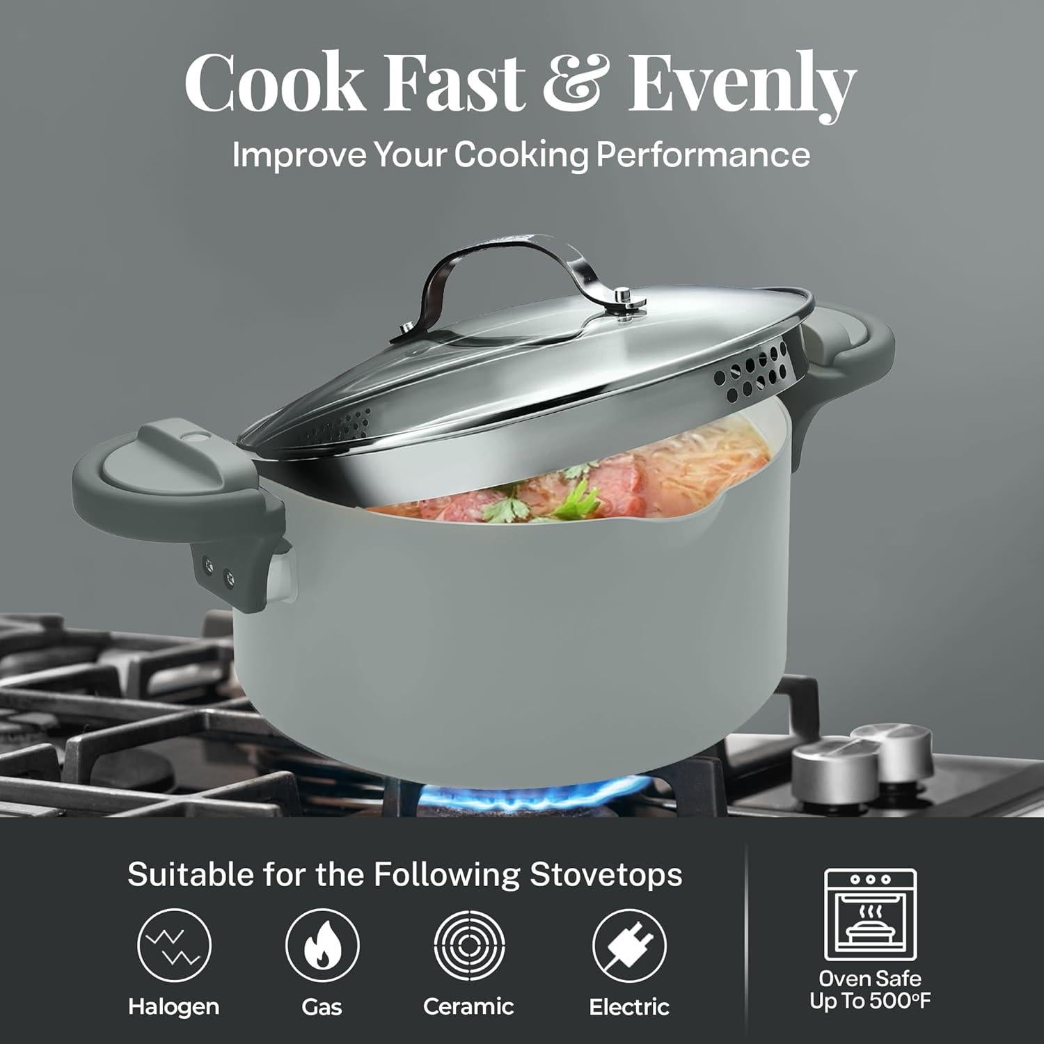 Olla de Pasta Gotham Steel 5 Cuartos Cerámica Antiadherente