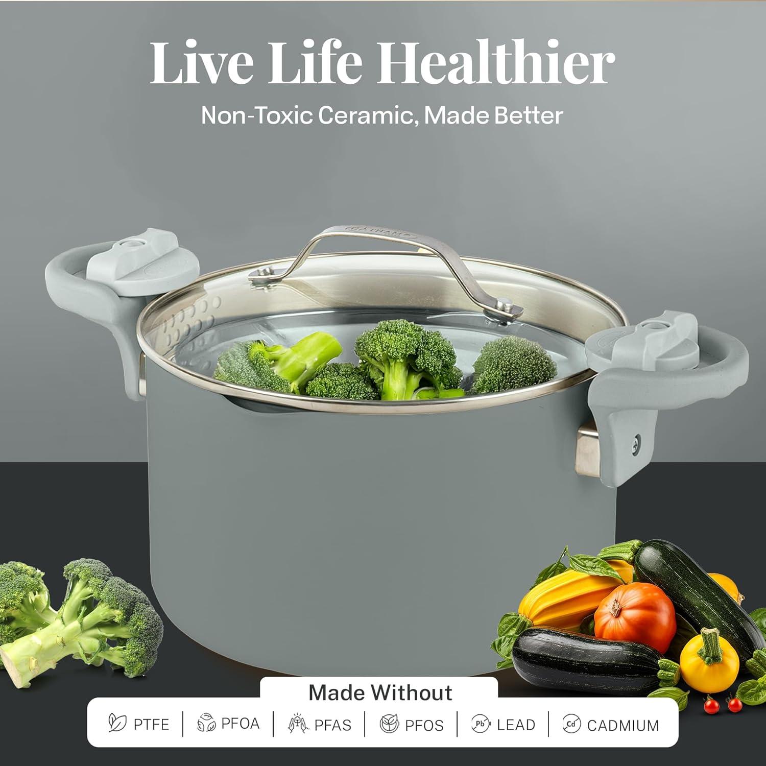 Olla de Pasta Gotham Steel 5 Cuartos Cerámica Antiadherente