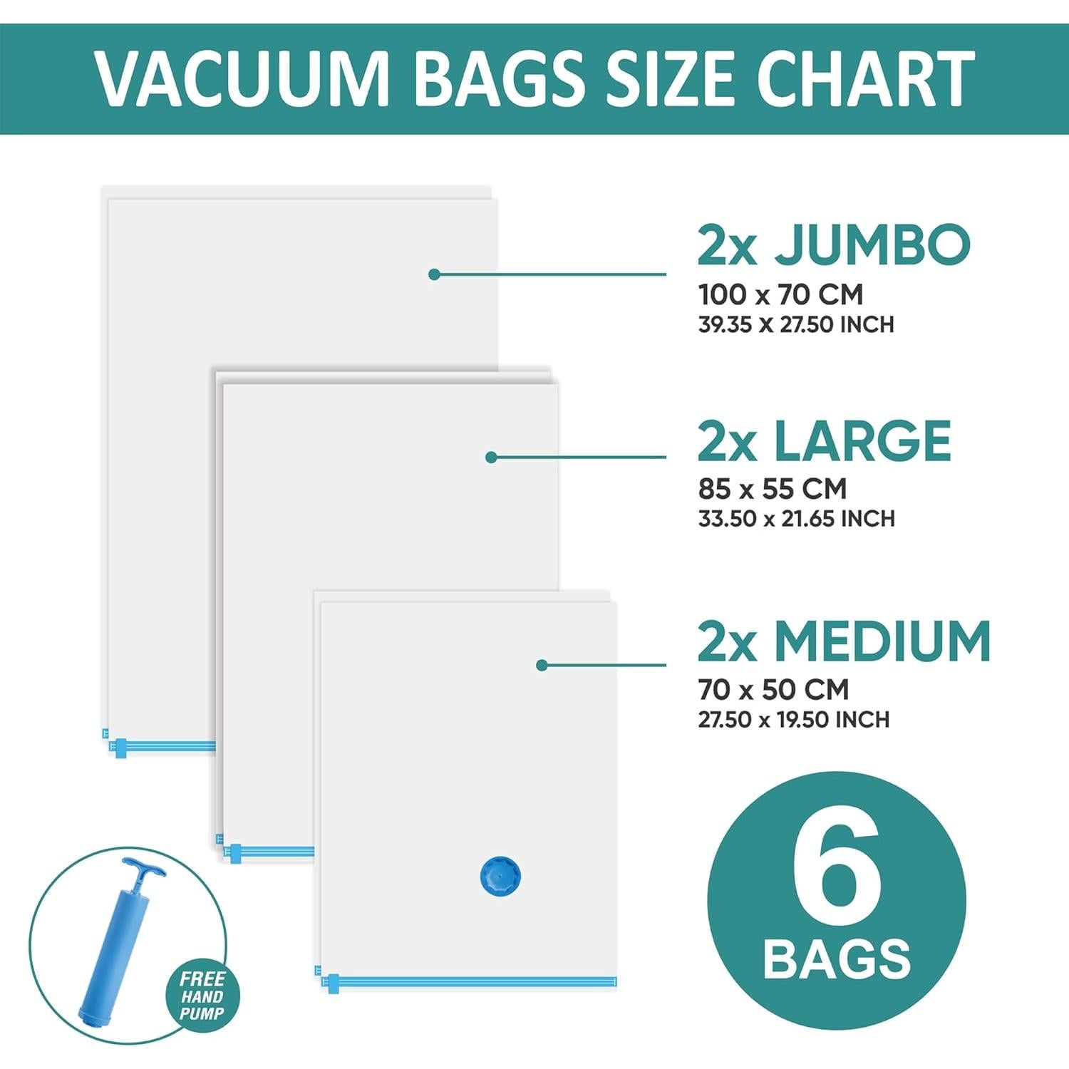 Paquete de 6 Bolsas de Almacenamiento al Vacío WOWSMART