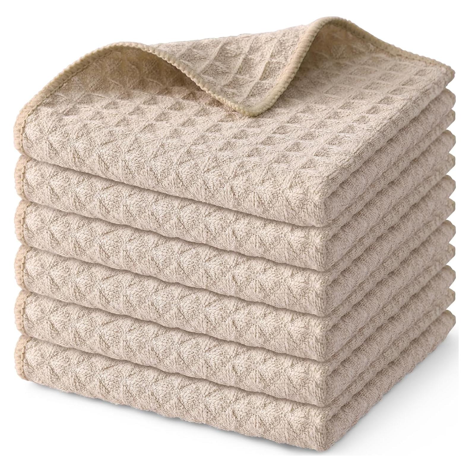 Paños de Cocina Microfibra Homaxy 30x30 cm 6 Piezas Beige