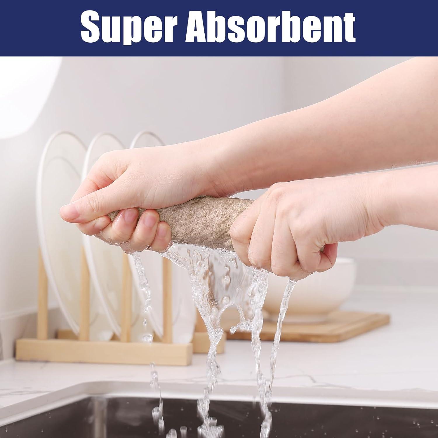 Paños de Cocina Microfibra Homaxy 30x30 cm 6 Piezas Beige