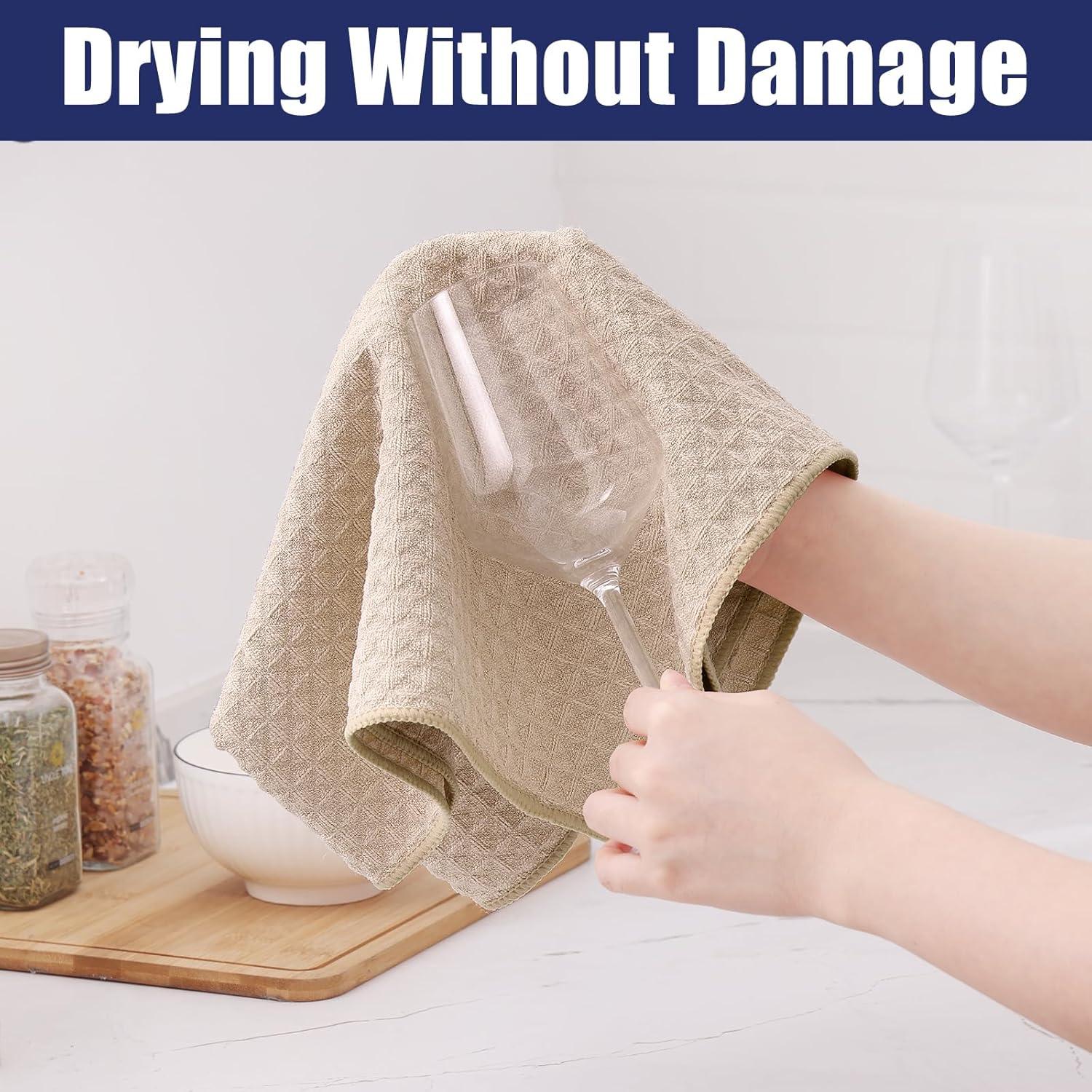 Paños de Cocina Microfibra Homaxy 30x30 cm 6 Piezas Beige