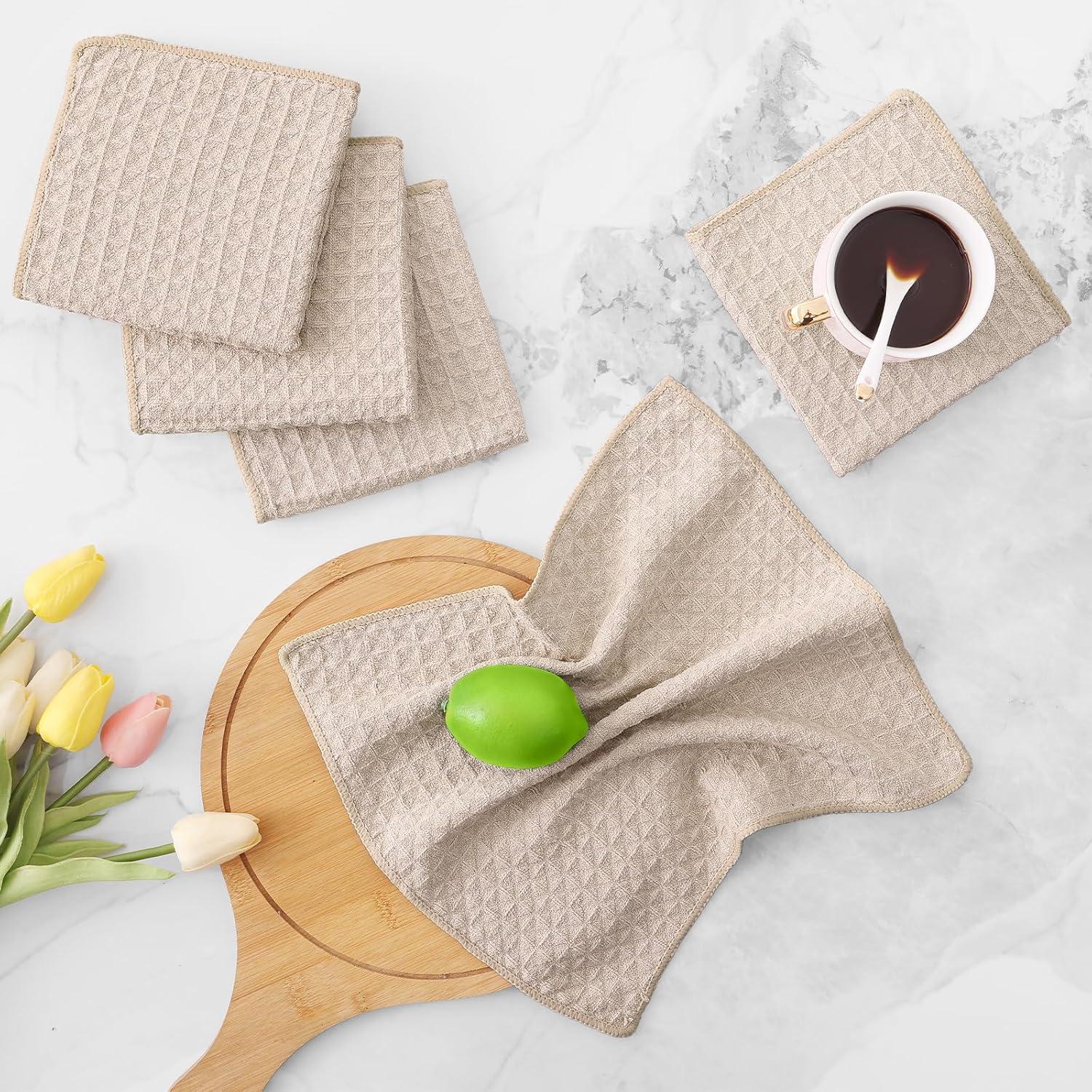 Paños de Cocina Microfibra Homaxy 30x30 cm 6 Piezas Beige