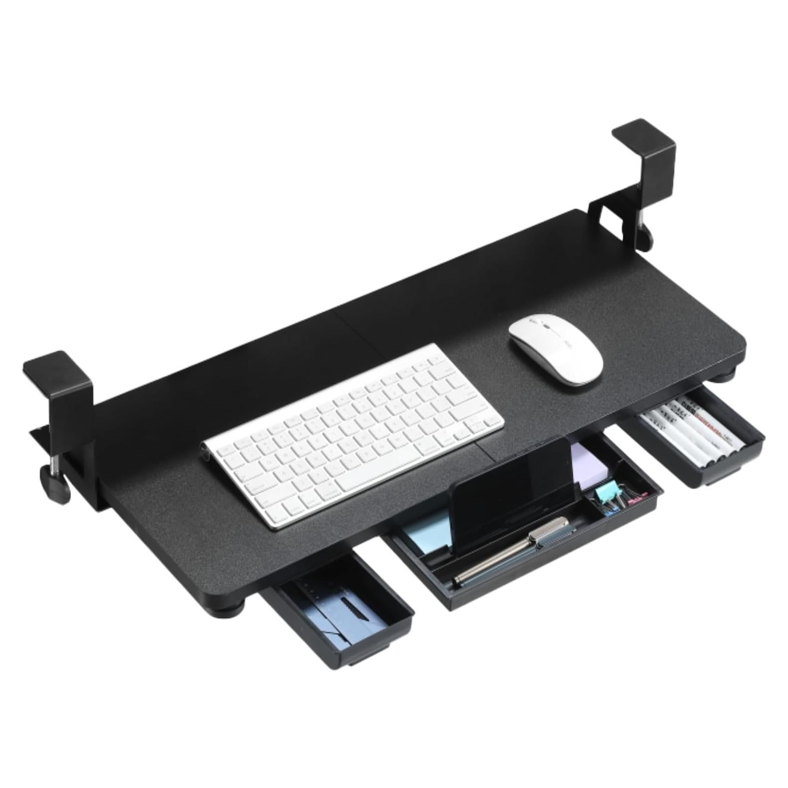 Bandeja de Teclado Ergonomica TECLUK 68x30 cm Montaje en C Negro