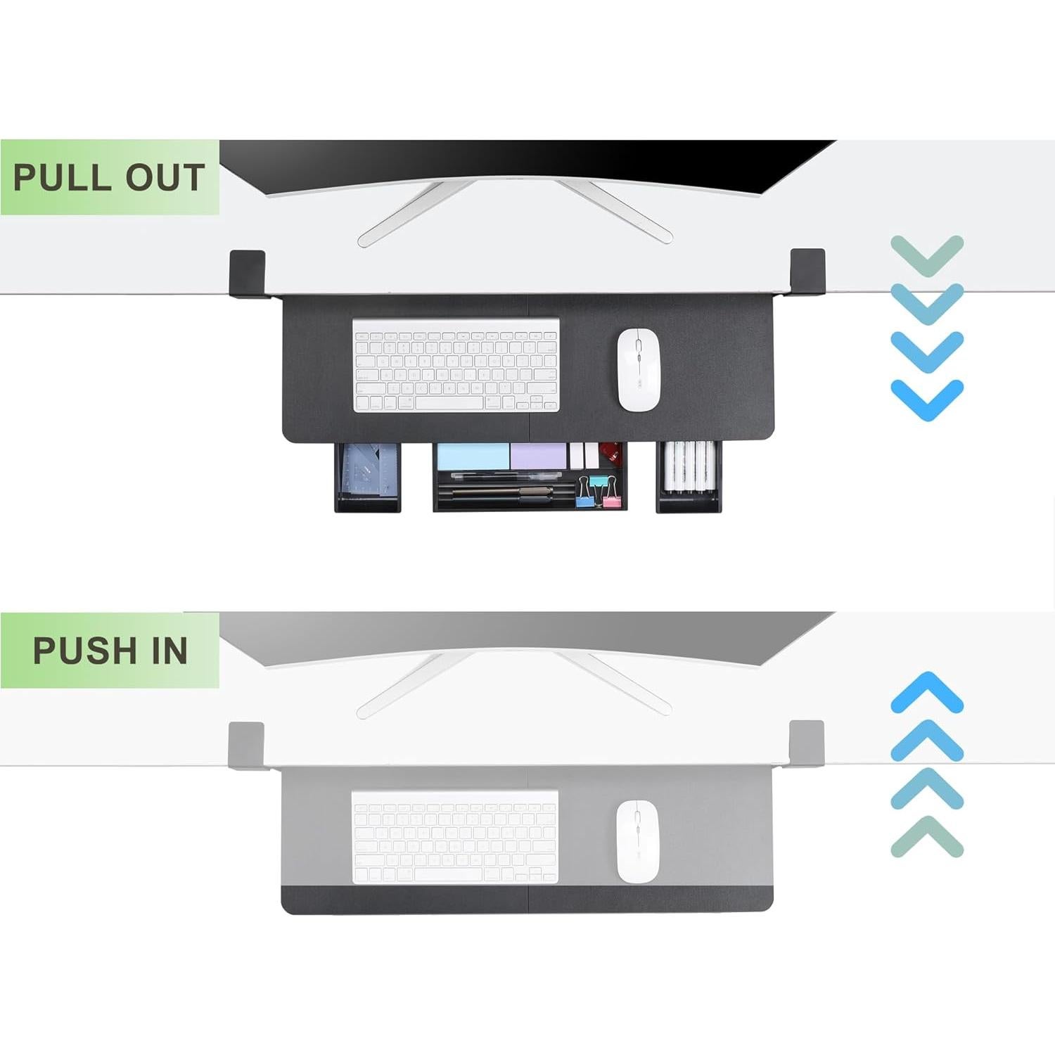 Bandeja de Teclado Ergonomica TECLUK 68x30 cm Montaje en C Negro
