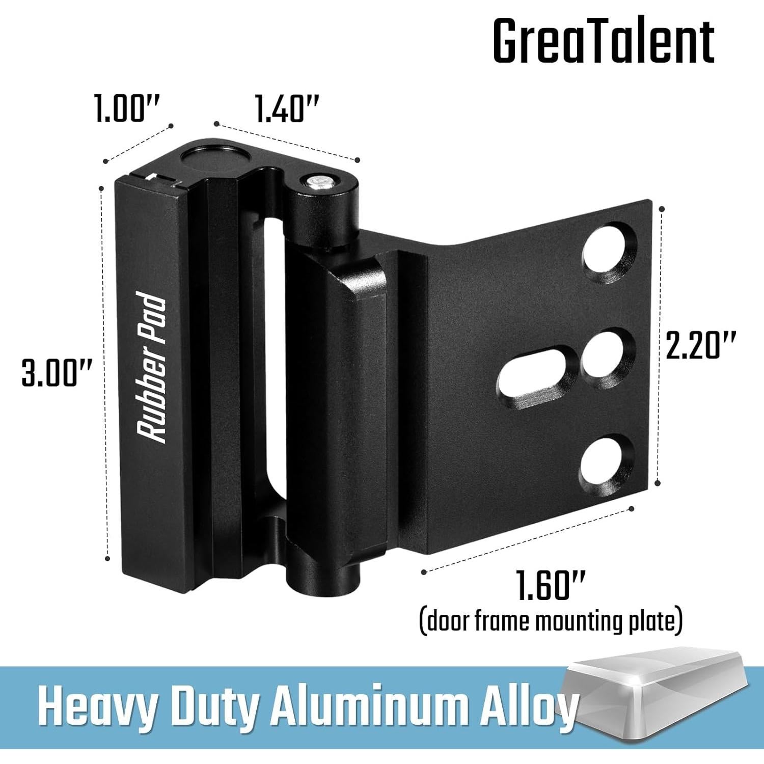 Cerradura de Refuerzo de Seguridad GreaTalent 2Pack Aluminio Negro