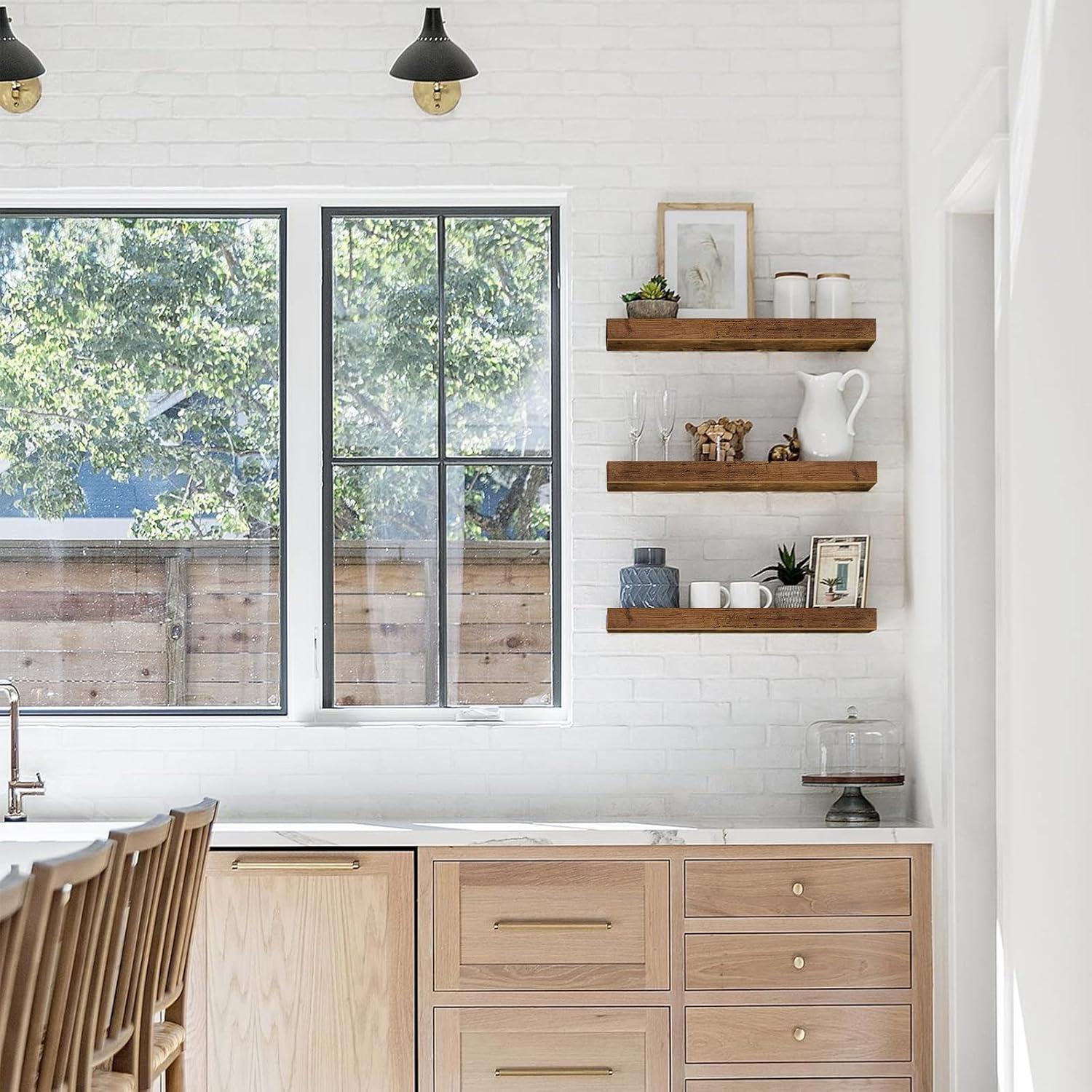 Estante Flotante QEEIG 40x17 cm para Pared Marrón