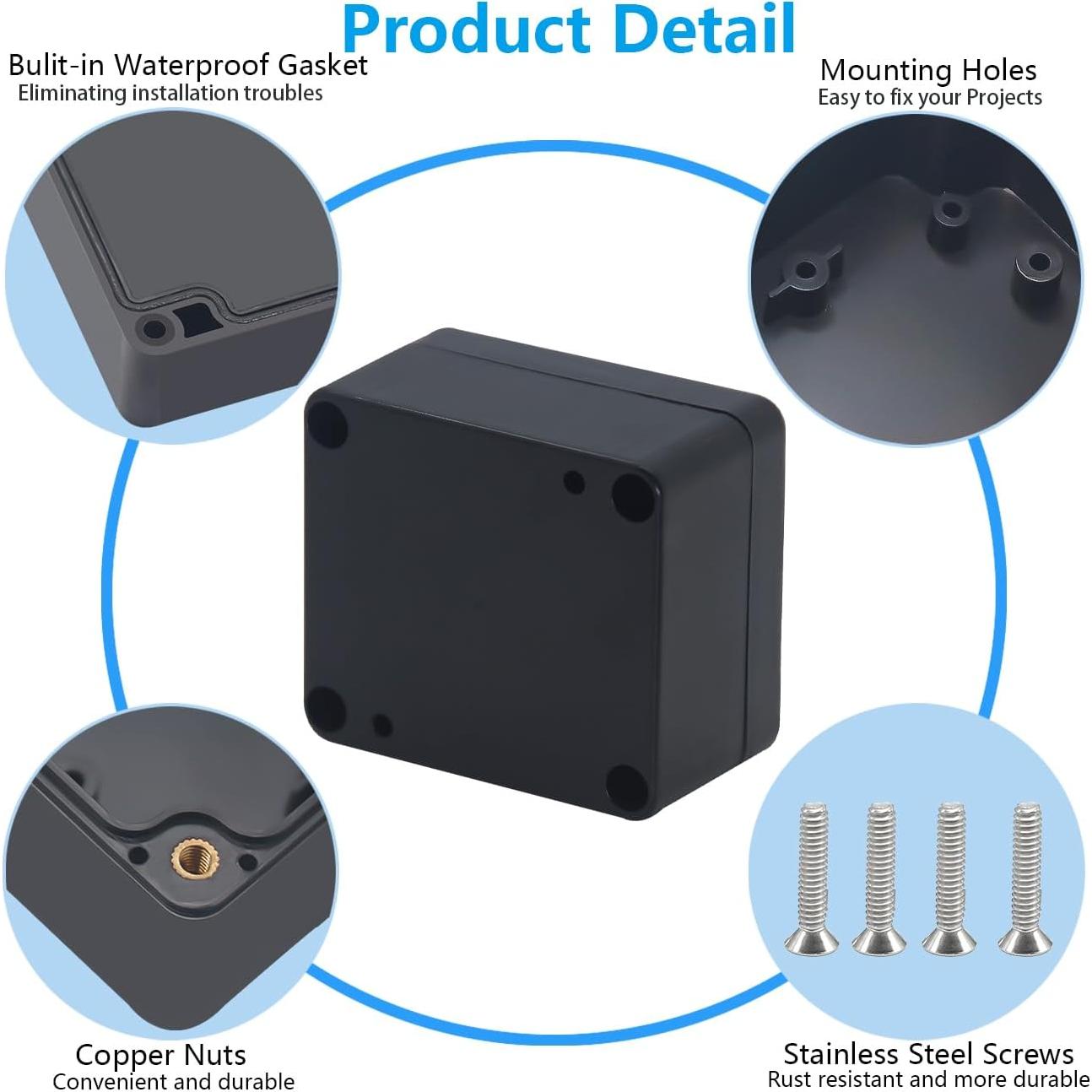 Caja de Proyecto Impermeable IP67 Otdorpatio Negra 63x58x35mm