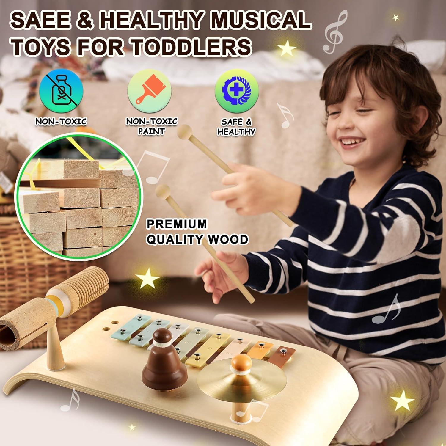 Conjunto de Tambores LOOIKOOS para Niños - Juguetes Musicales Montessori