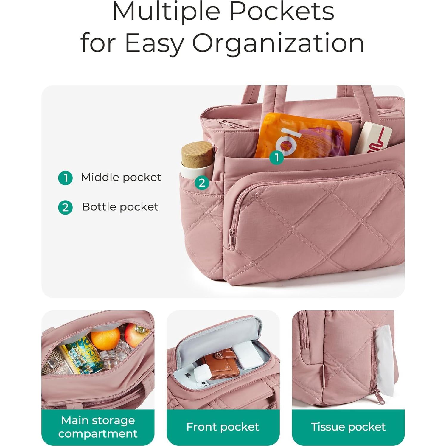 Bolsa de Almuerzo Térmica BAGSMART Rosa 15L con Múltiples Bolsillos