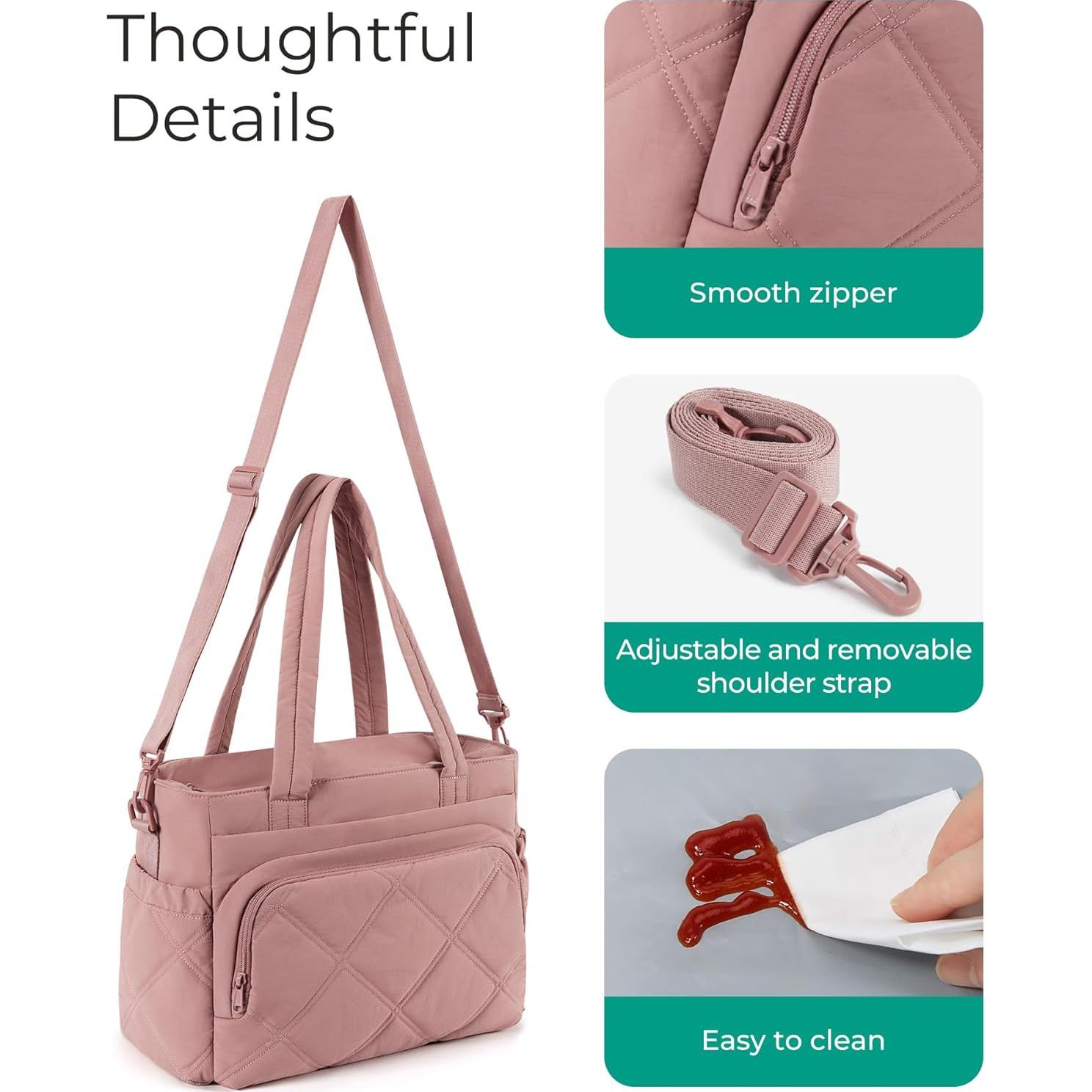 Bolsa de Almuerzo Térmica BAGSMART Rosa 15L con Múltiples Bolsillos