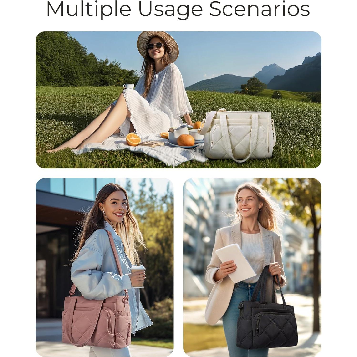 Bolsa de Almuerzo Térmica BAGSMART Rosa 15L con Múltiples Bolsillos