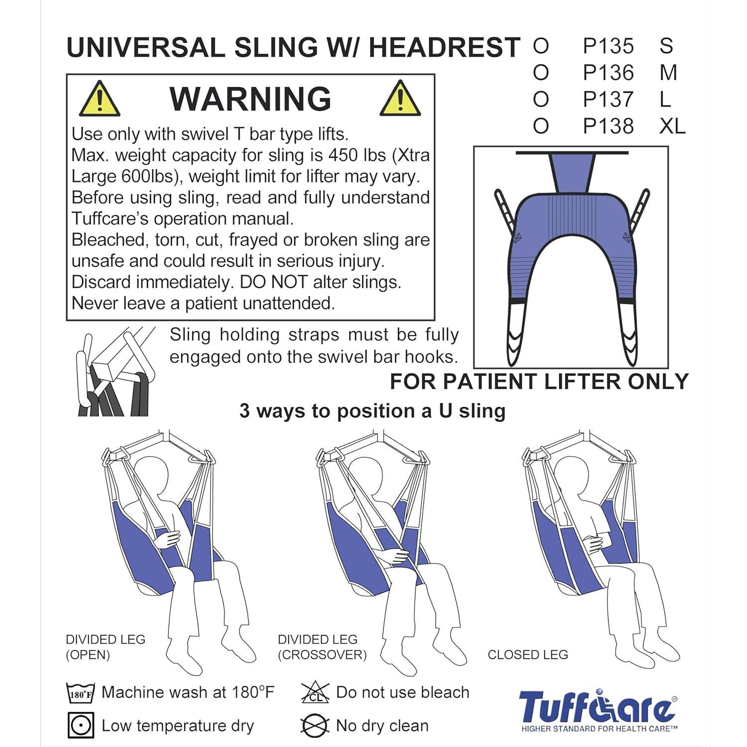 Eslinga de Paciente Universal Tuffcare Pequeña con Reposacabezas
