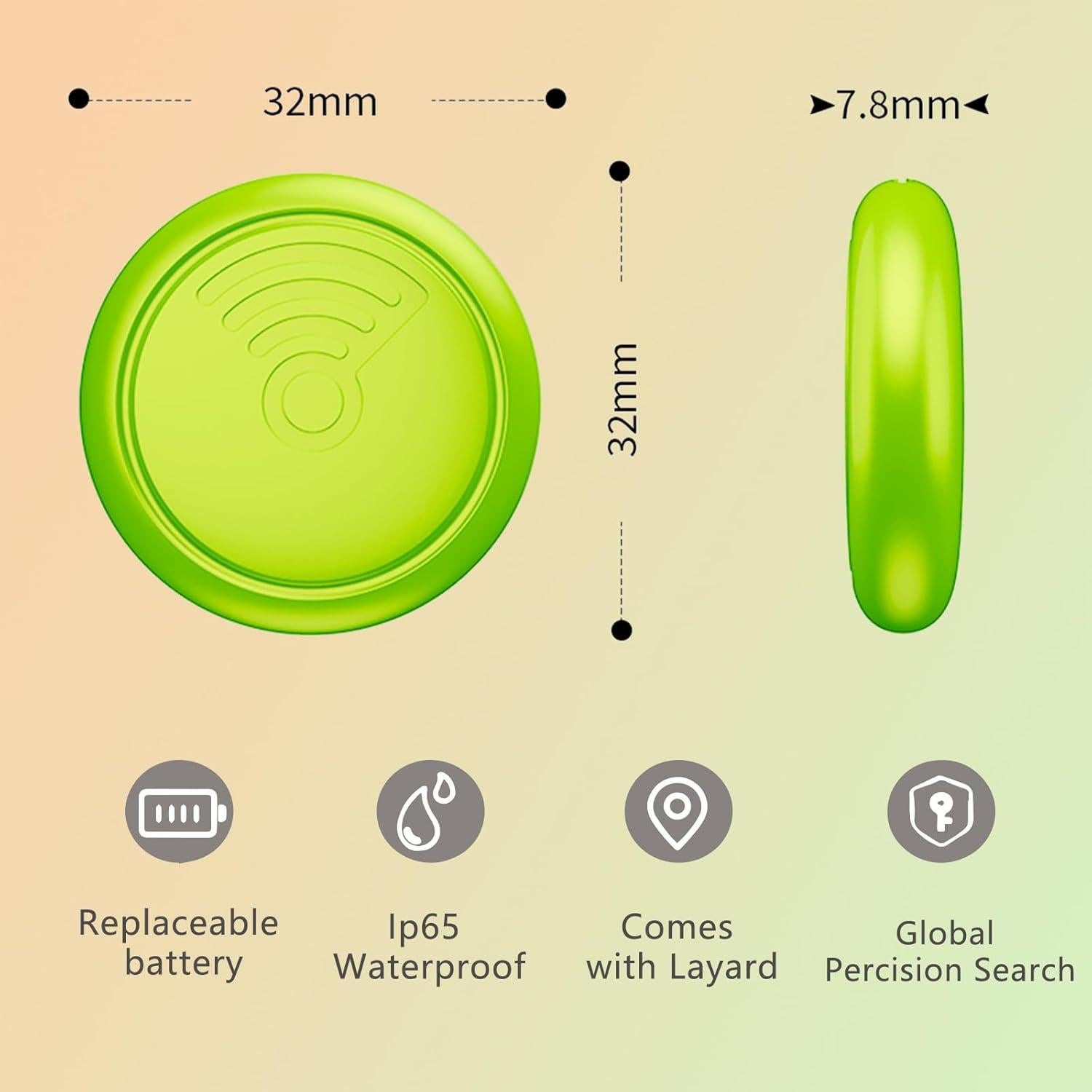 Localizador GPS 3Ykaital Verde para Llaves y Mascotas - iOS