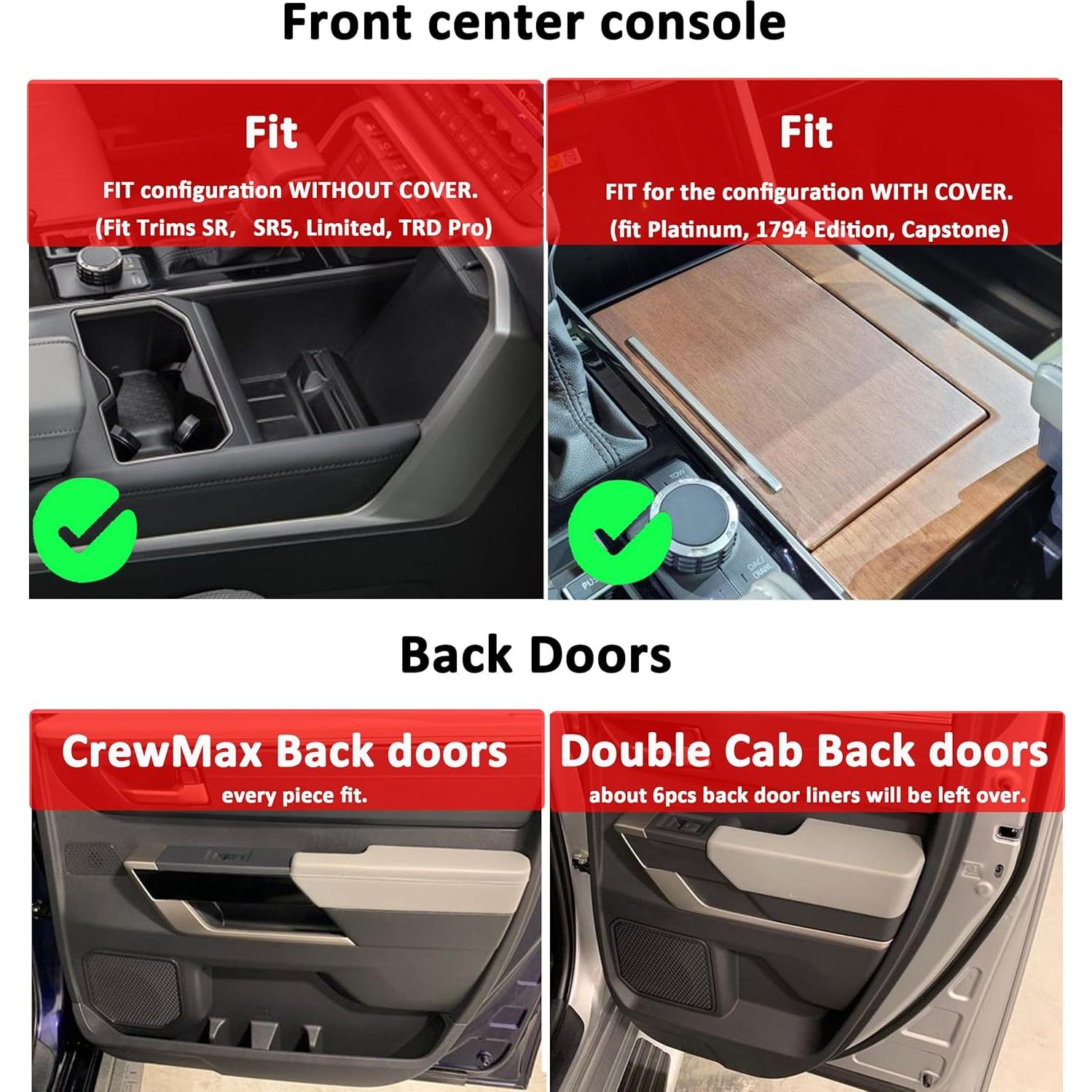 Insertos para Portavasos Auovo para Toyota Tundra 2022-2026, 31 Piezas
