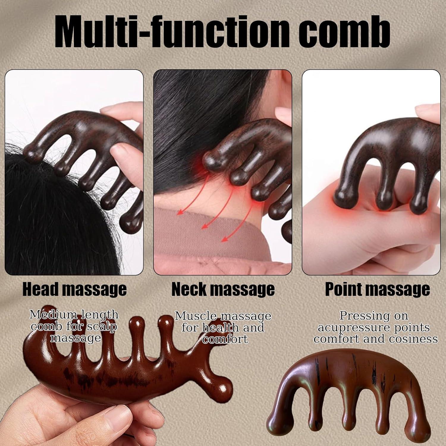 Peine Masajeador Huakaile de Madera 2 Pcs para Cabello