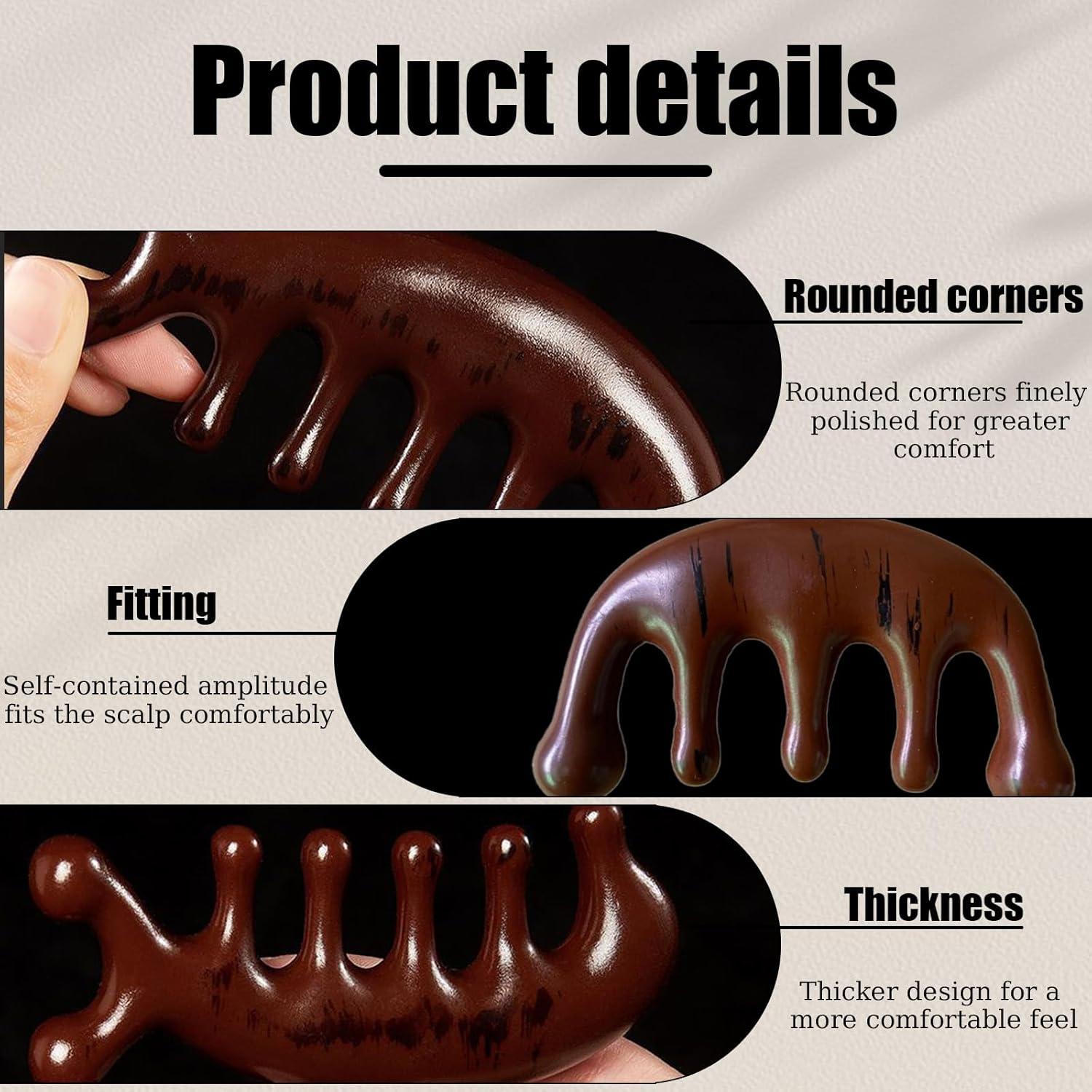 Peine Masajeador Huakaile de Madera 2 Pcs para Cabello