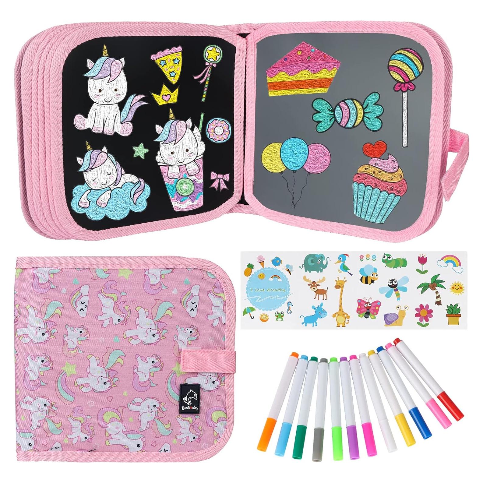 Juego de Dibujo Borrable Qrytoi Unicornio Rosa 14 Páginas