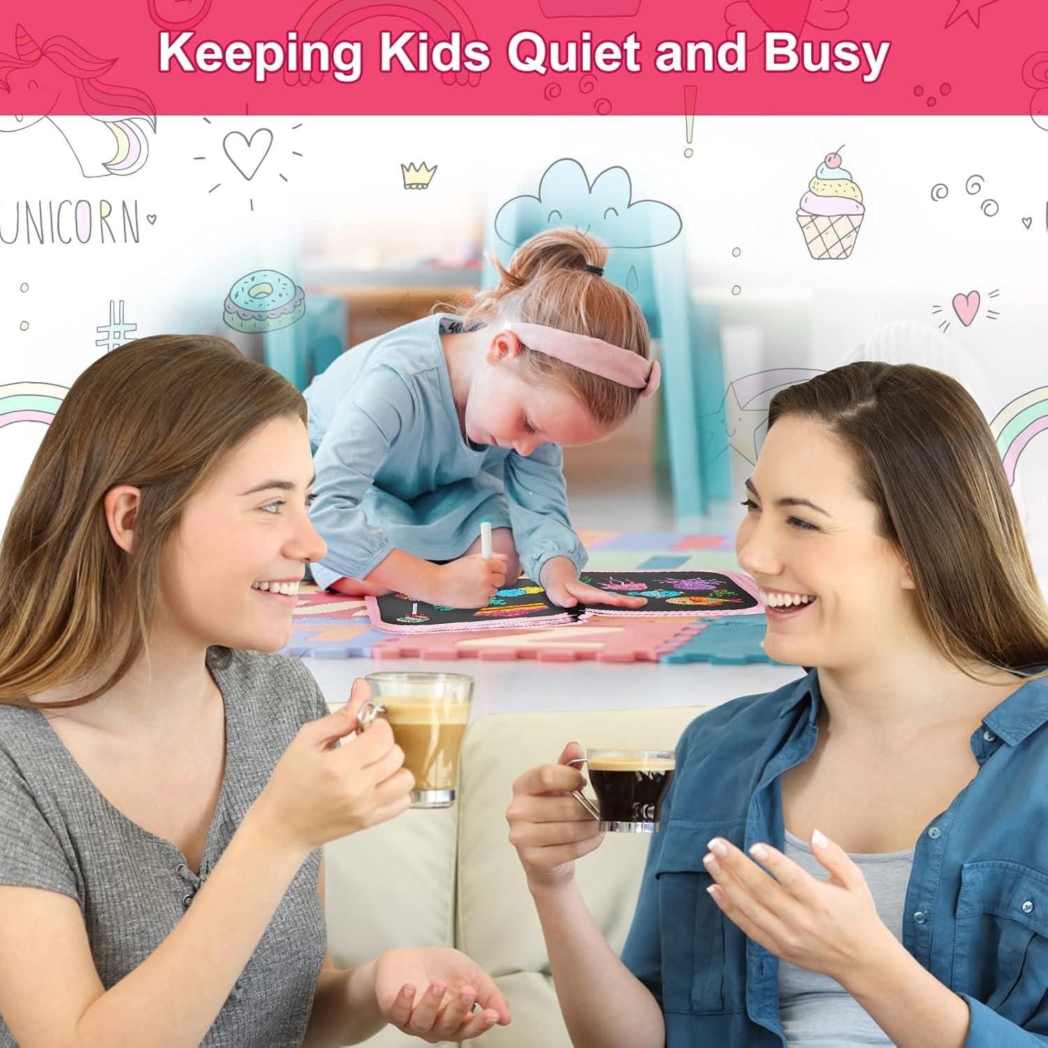 Juego de Dibujo Borrable Qrytoi Unicornio Rosa 14 Páginas