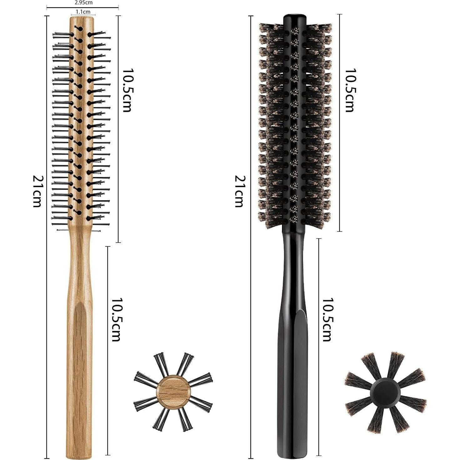 Cepillo Redondo Geiserailie 2 Piezas Cerdas Nylon Madera