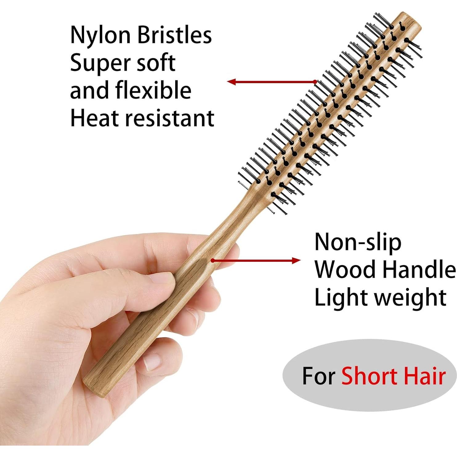 Cepillo Redondo Geiserailie 2 Piezas Cerdas Nylon Madera