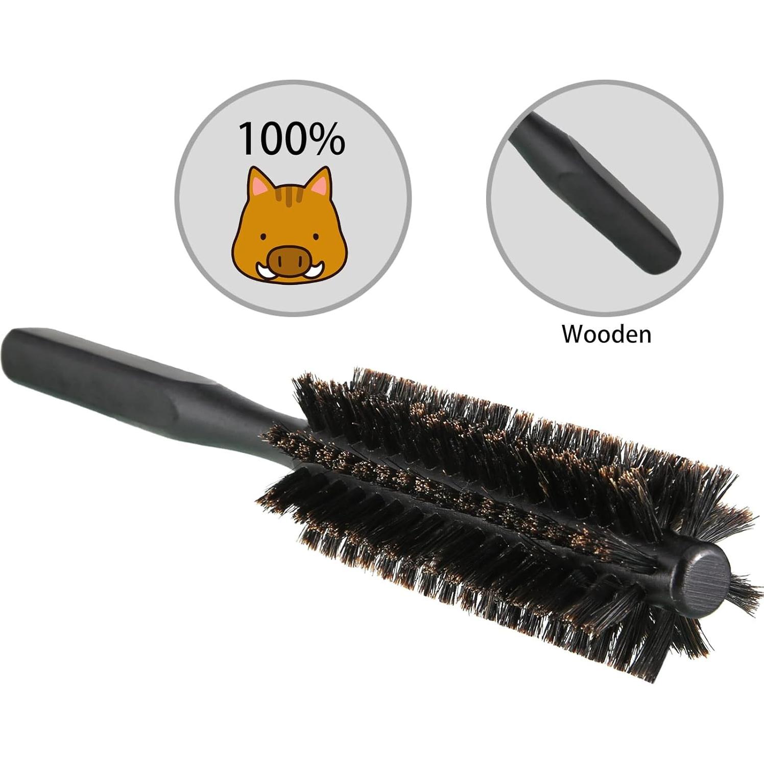 Cepillo Redondo Geiserailie 2 Piezas Cerdas Nylon Madera