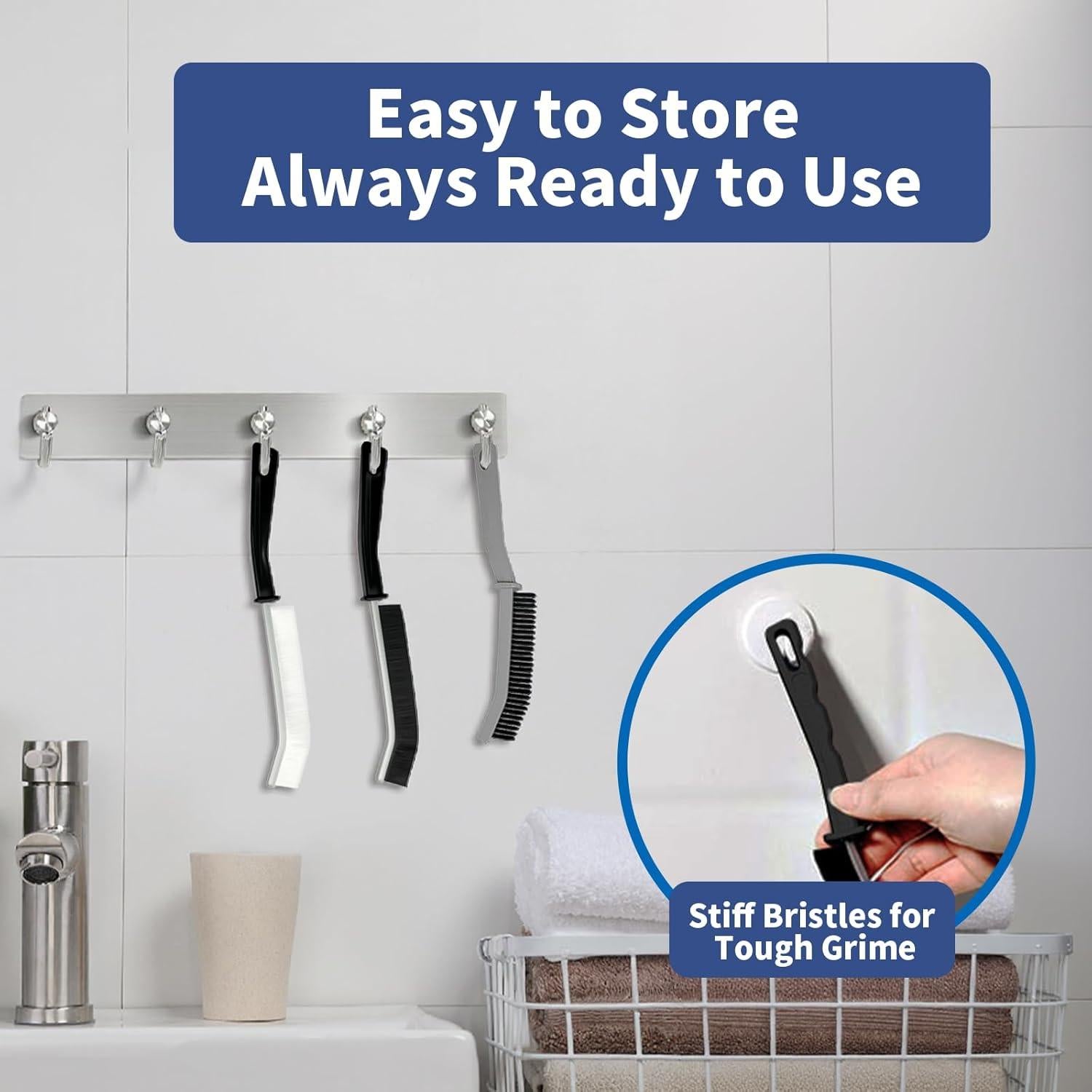 3 Cepillos de Limpieza Miccilot - Mango Largo y Cerdas Firmes