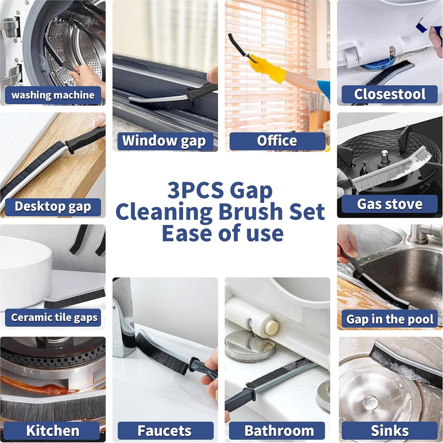 3 Cepillos de Limpieza Miccilot - Mango Largo y Cerdas Firmes