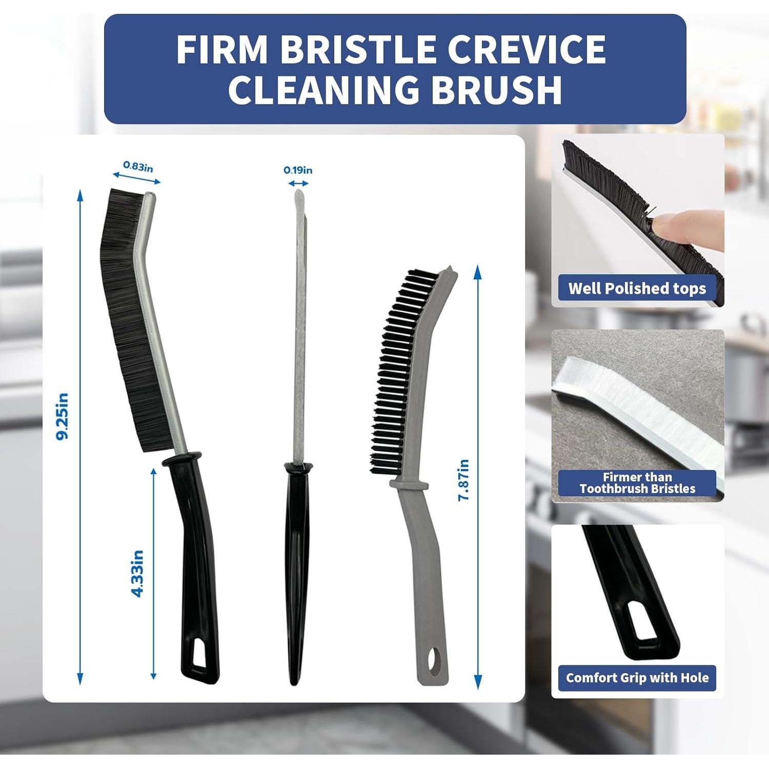 3 Cepillos de Limpieza Miccilot - Mango Largo y Cerdas Firmes