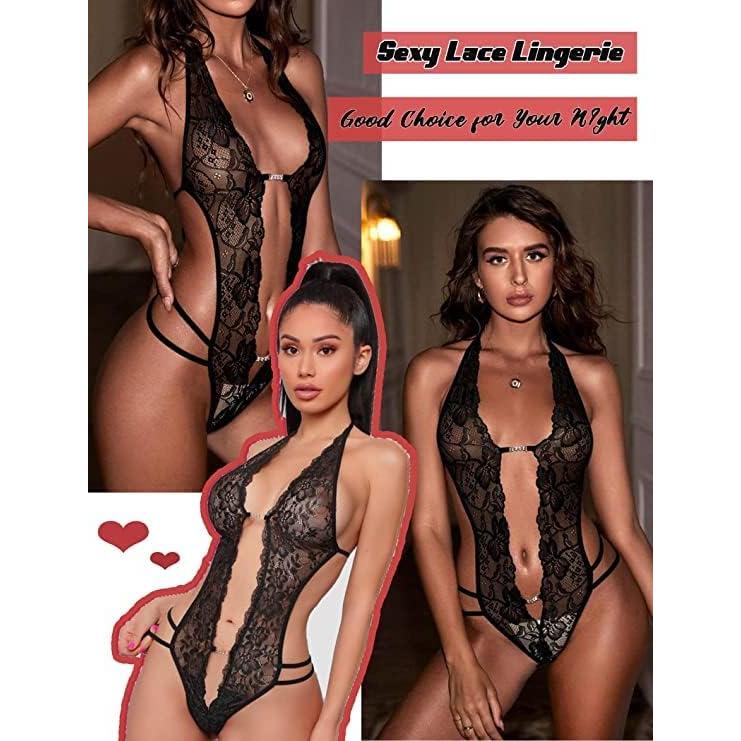 Avidlove Body Lencería Sexy Encaje Negro XS-XXL