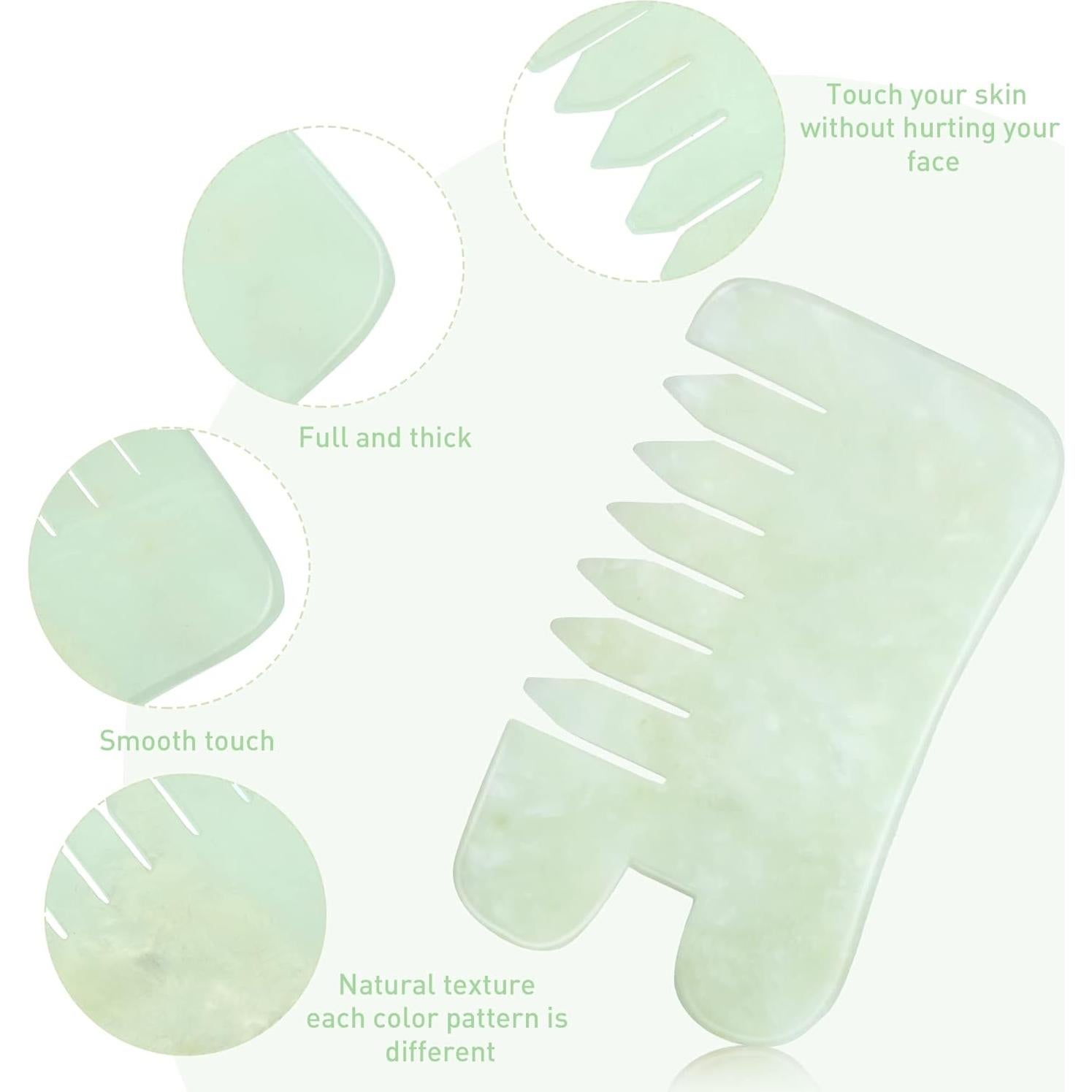 Peine de Jade BBTO 2 Pcs Gua Sha Masaje Cuero Cabelludo