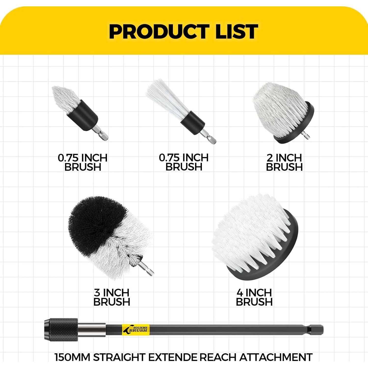 Holikme Kit de Cepillos para Taladro - 7 Accesorios de Limpieza