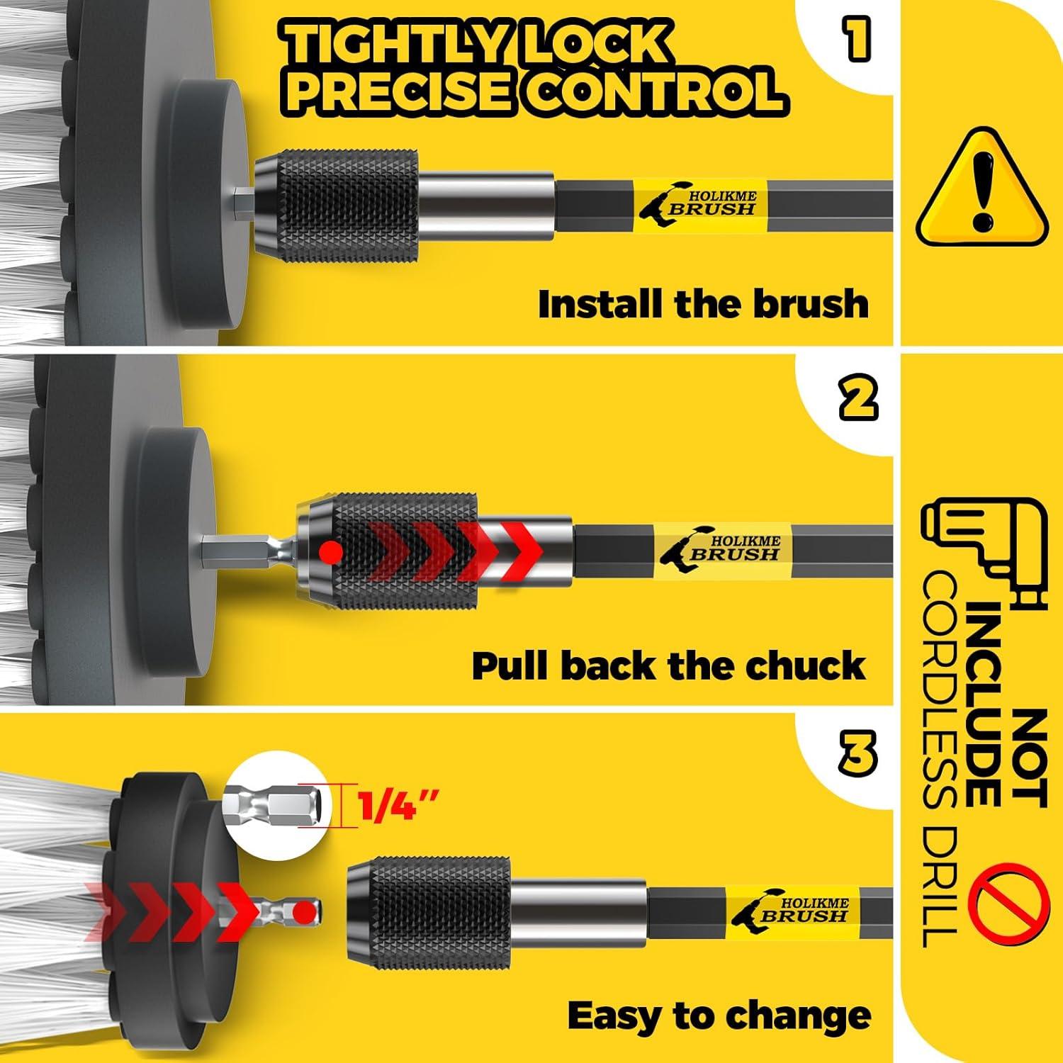 Holikme Kit de Cepillos para Taladro - 7 Accesorios de Limpieza