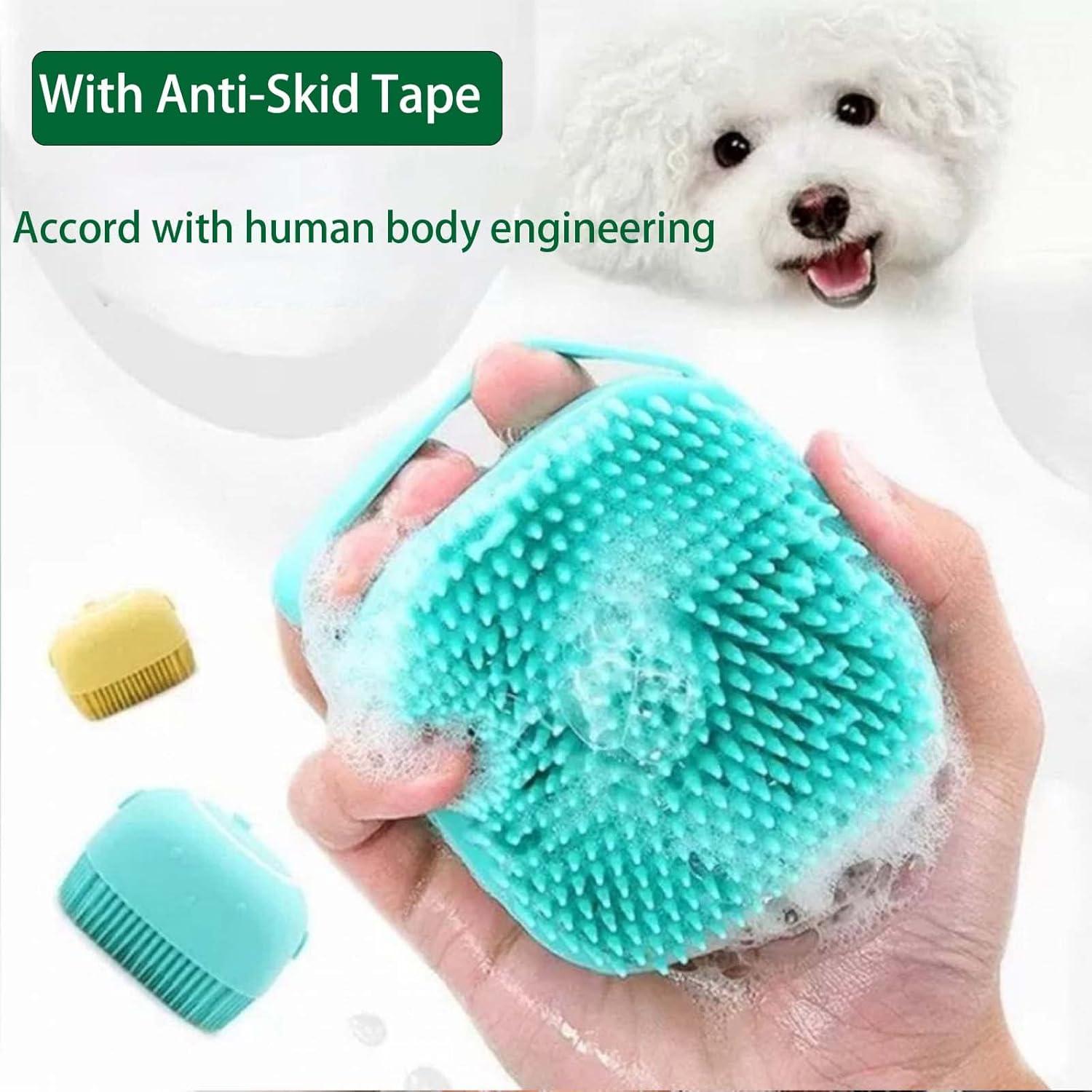 Cepillo de Baño para Perros LRHINETAR Azul con Dispensador
