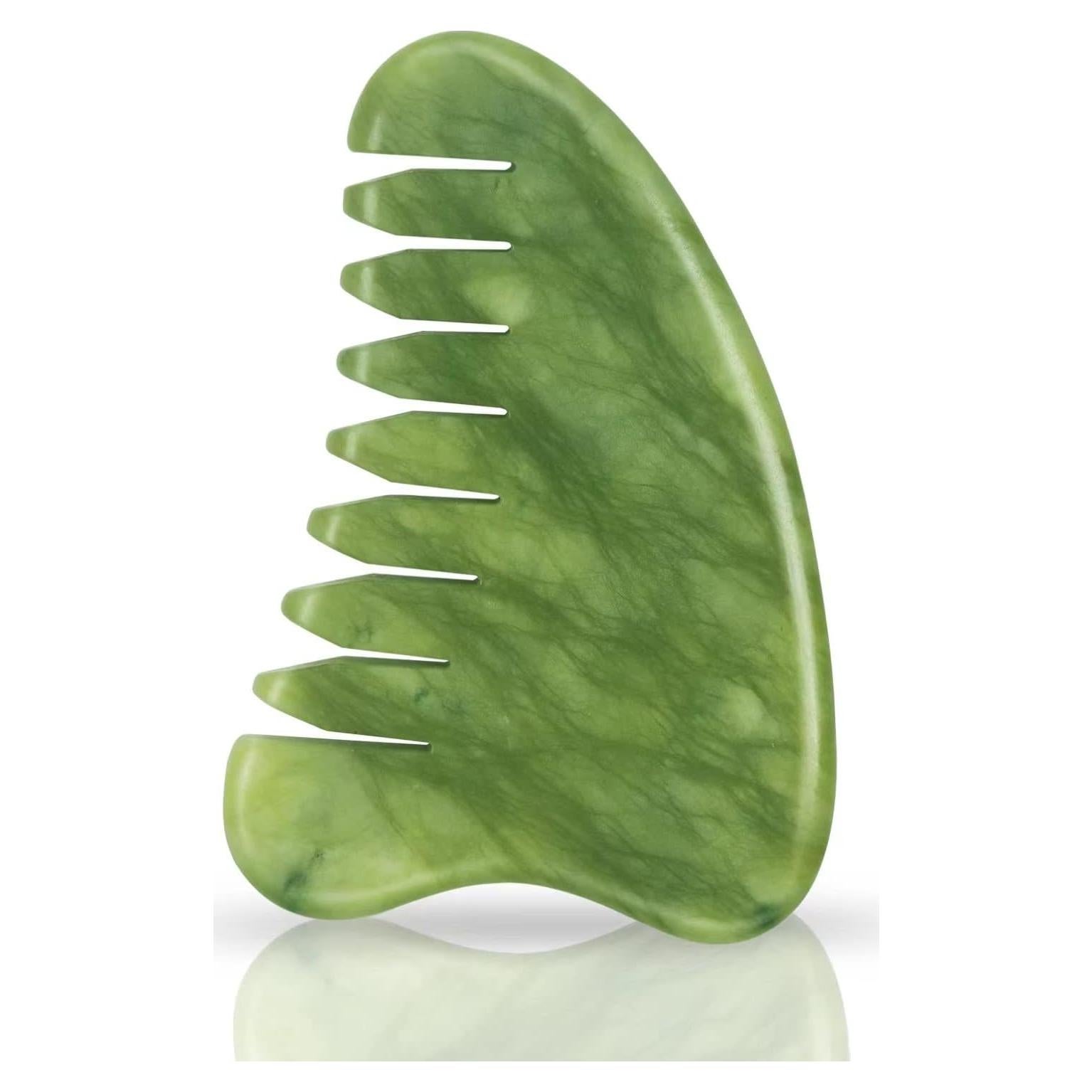 Peine de Masaje de Jade Verde Real para Cuero Cabelludo