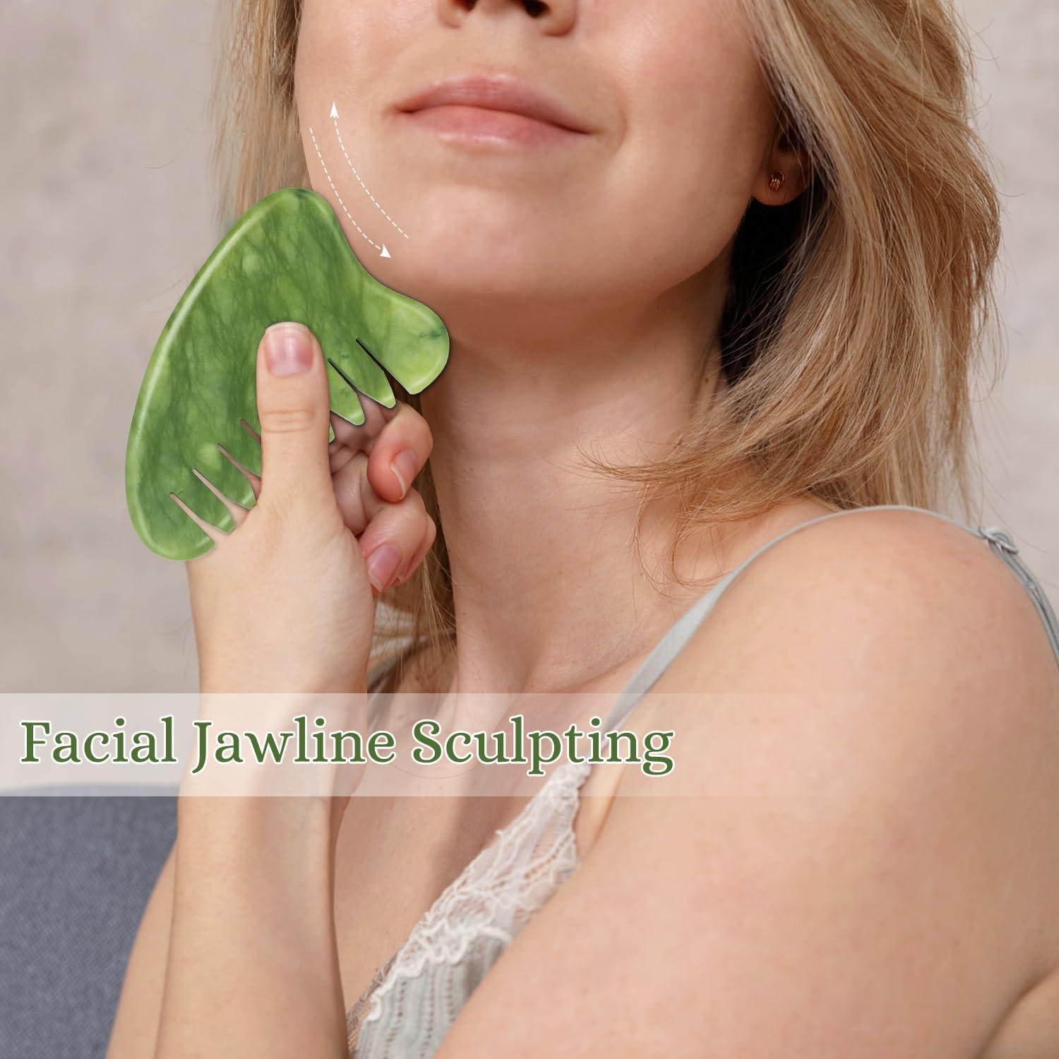 Peine de Masaje de Jade Verde Real para Cuero Cabelludo