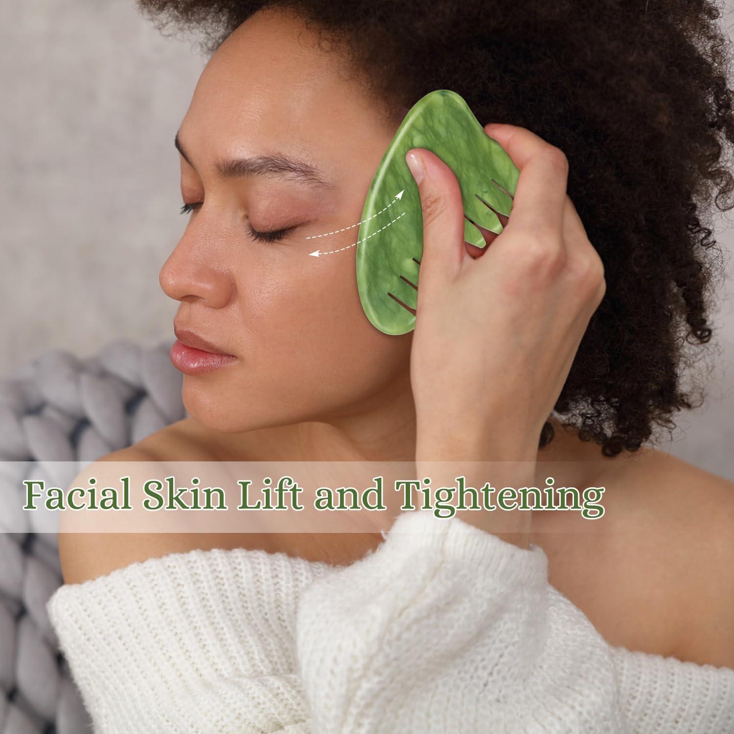 Peine de Masaje de Jade Verde Real para Cuero Cabelludo