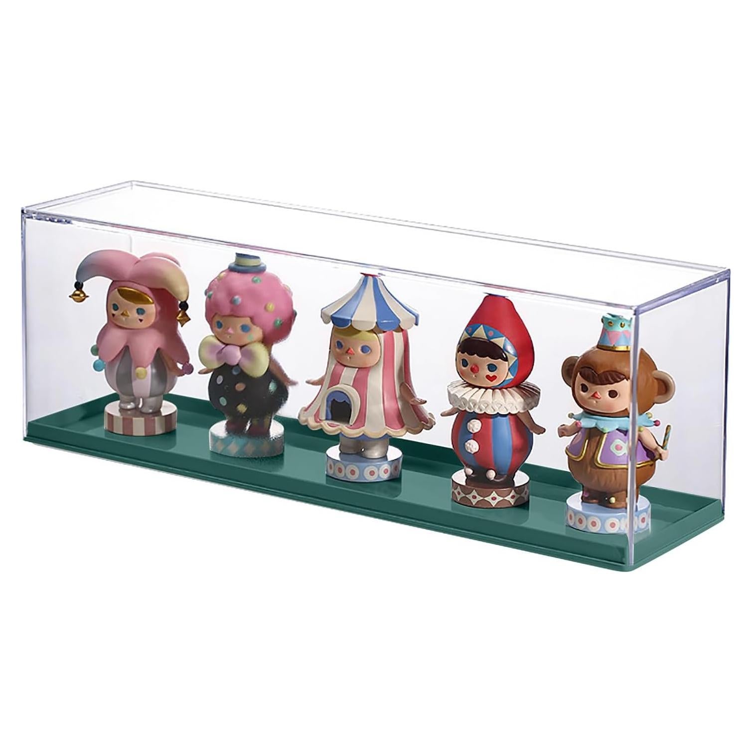Clear Acrylic Display Case for Mini Pop Figures,Desktop Storage Cabinet Organizer for Doll Toy Collectibles, Action Figures, Mini Figurines Dustproof Protection (Dark Green)