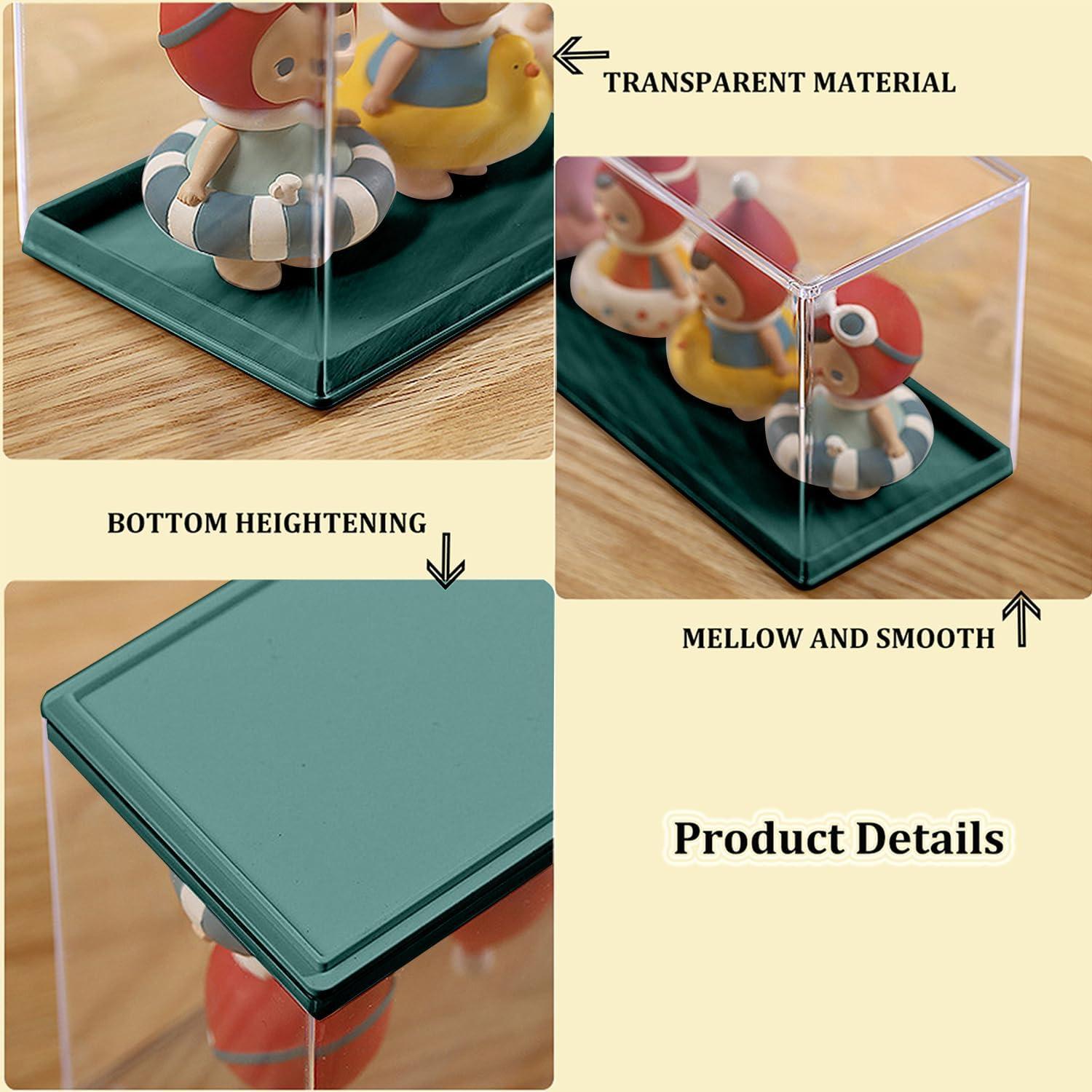 Clear Acrylic Display Case for Mini Pop Figures,Desktop Storage Cabinet Organizer for Doll Toy Collectibles, Action Figures, Mini Figurines Dustproof Protection (Dark Green)