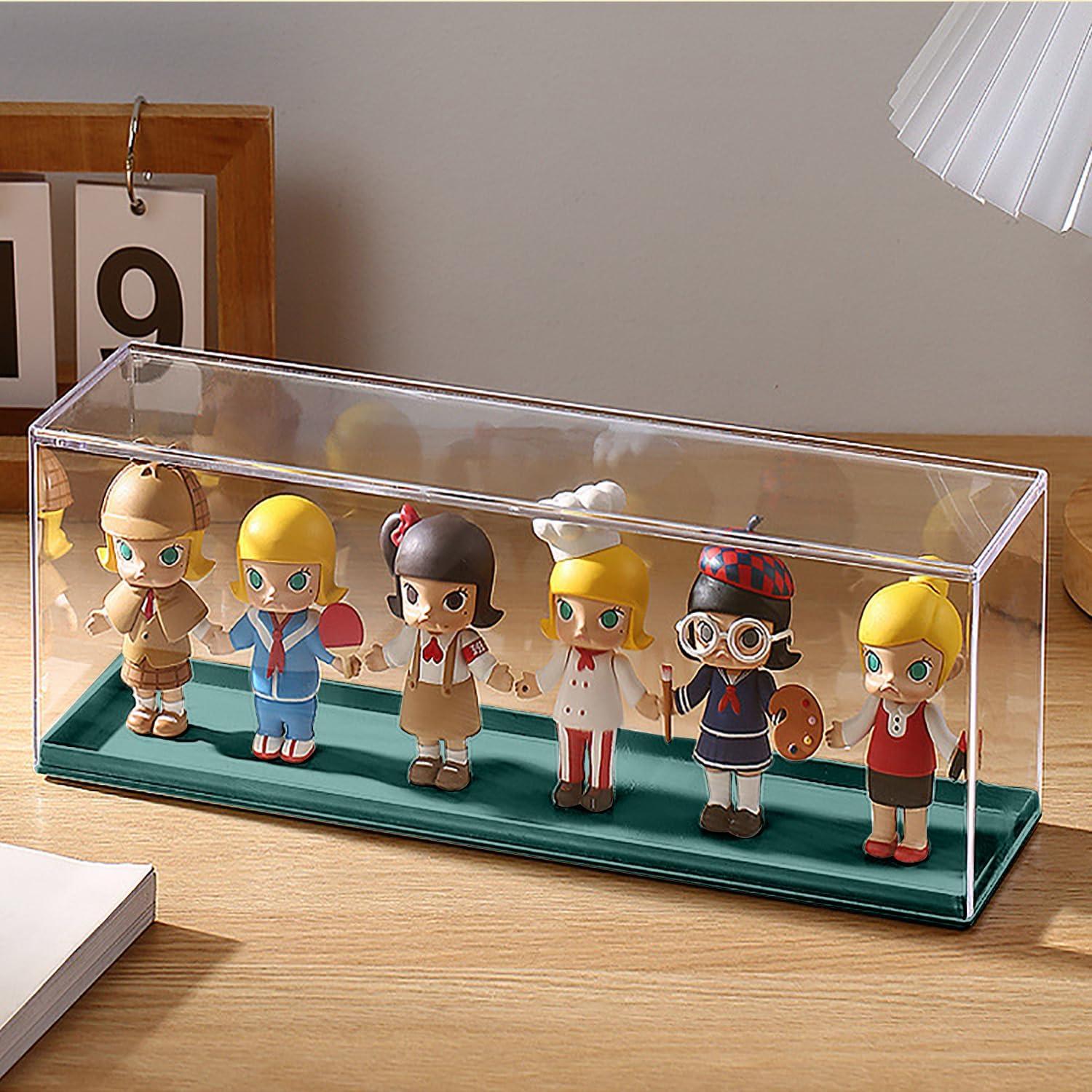 Clear Acrylic Display Case for Mini Pop Figures,Desktop Storage Cabinet Organizer for Doll Toy Collectibles, Action Figures, Mini Figurines Dustproof Protection (Dark Green)