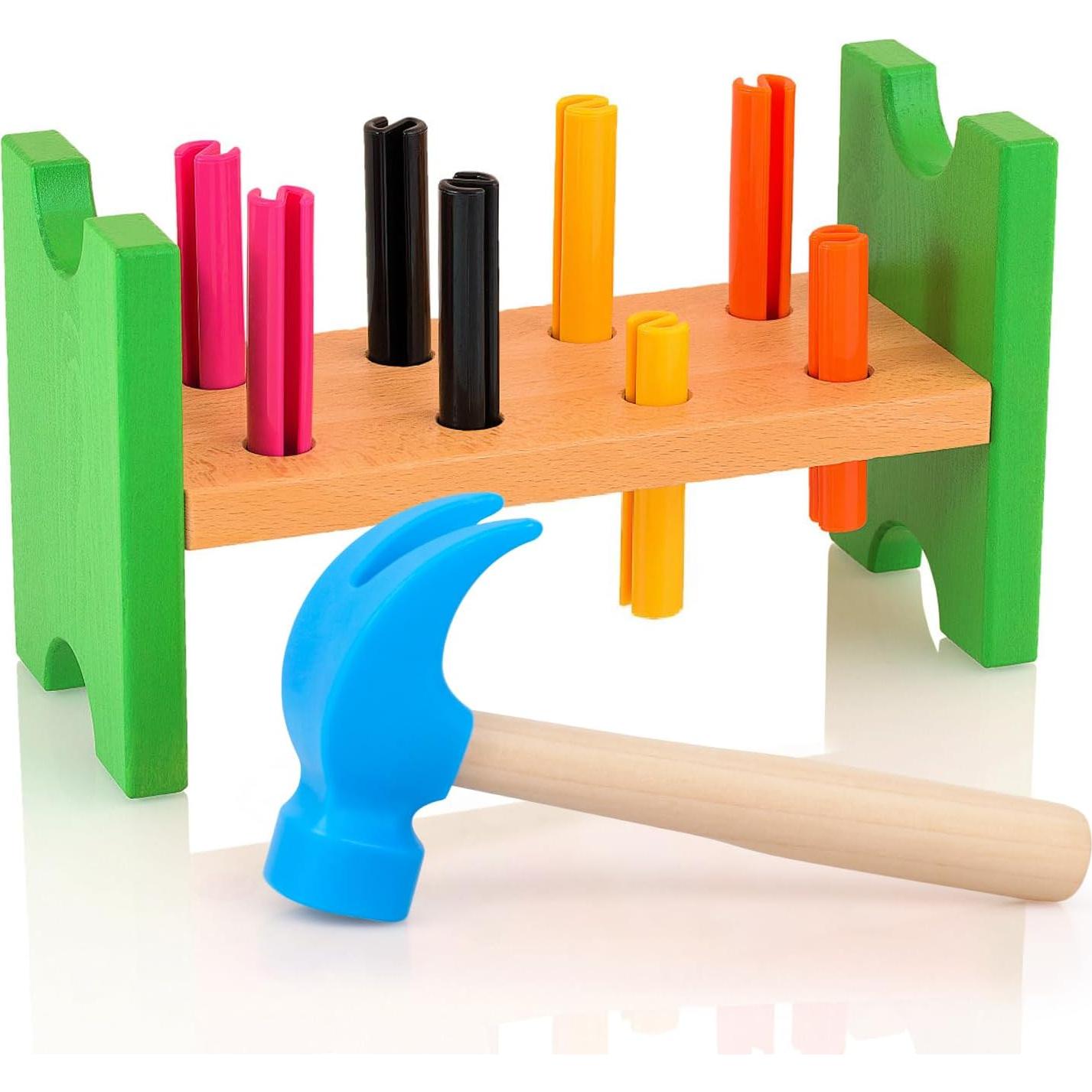 Martillo de Madera Fowecelt Azul - Juguete Educativo para Niños